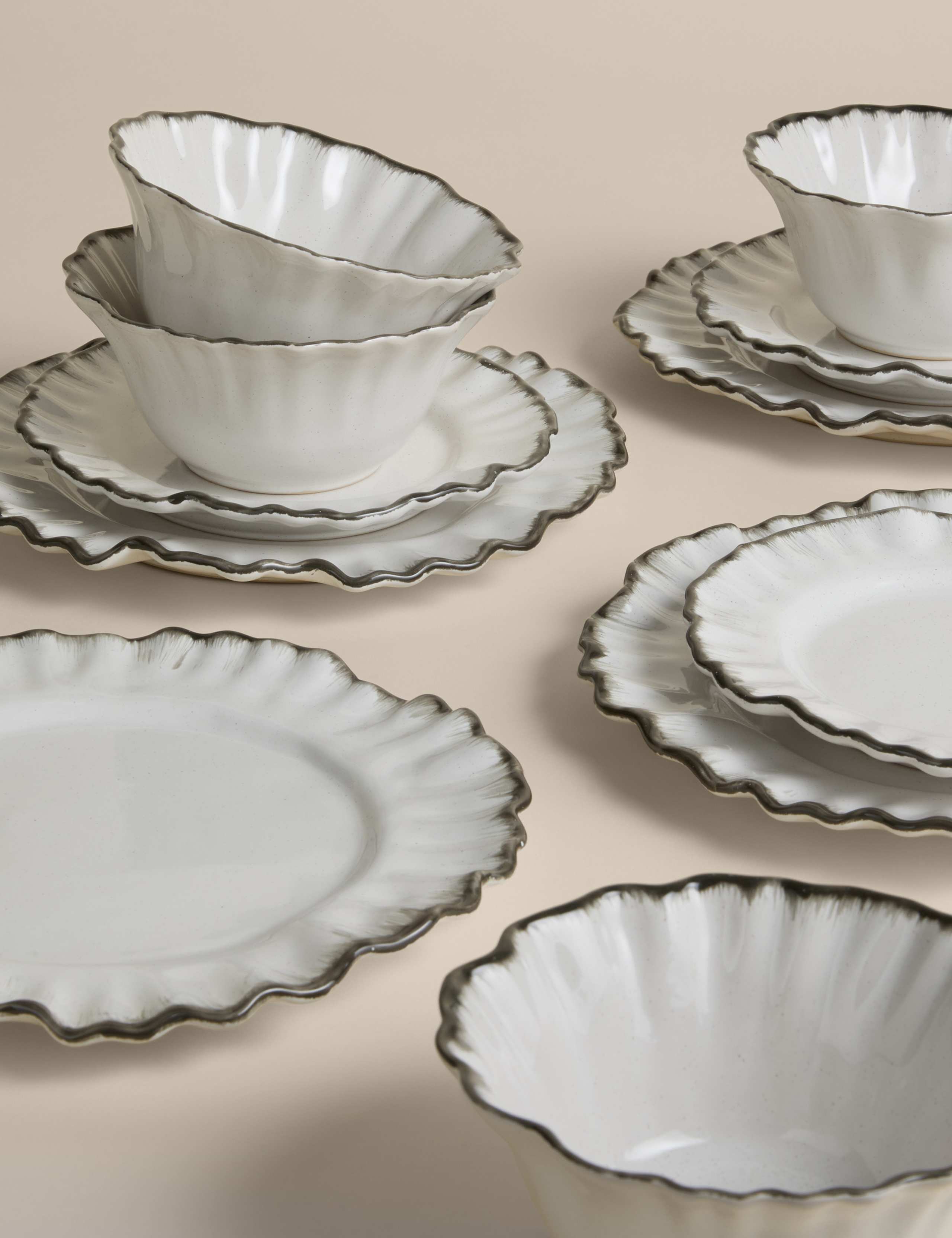 12 Piece Ruffle Stoneware Dinner Set 5 of 5