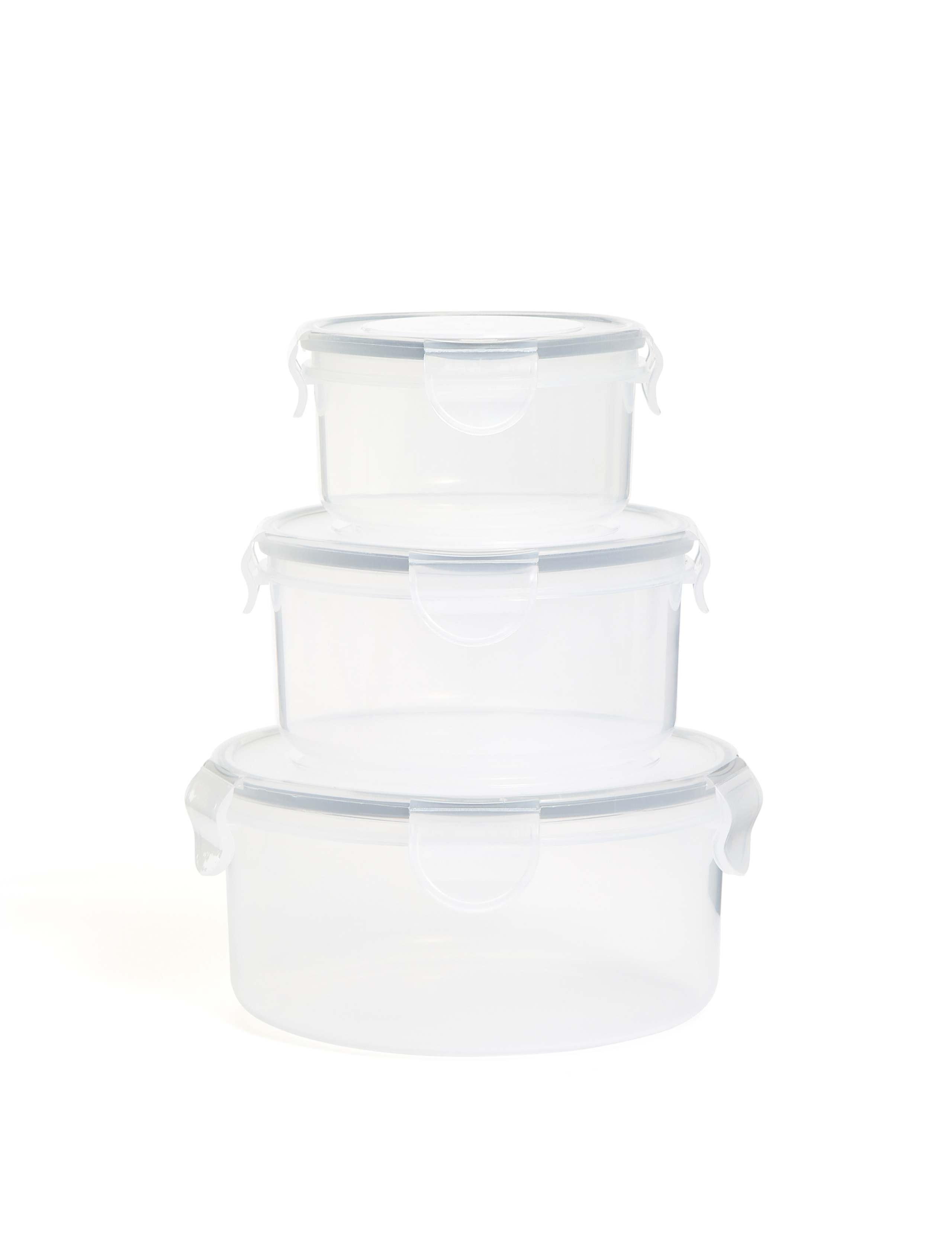 Set of 3 Round Clip Storage Containers 1 of 4