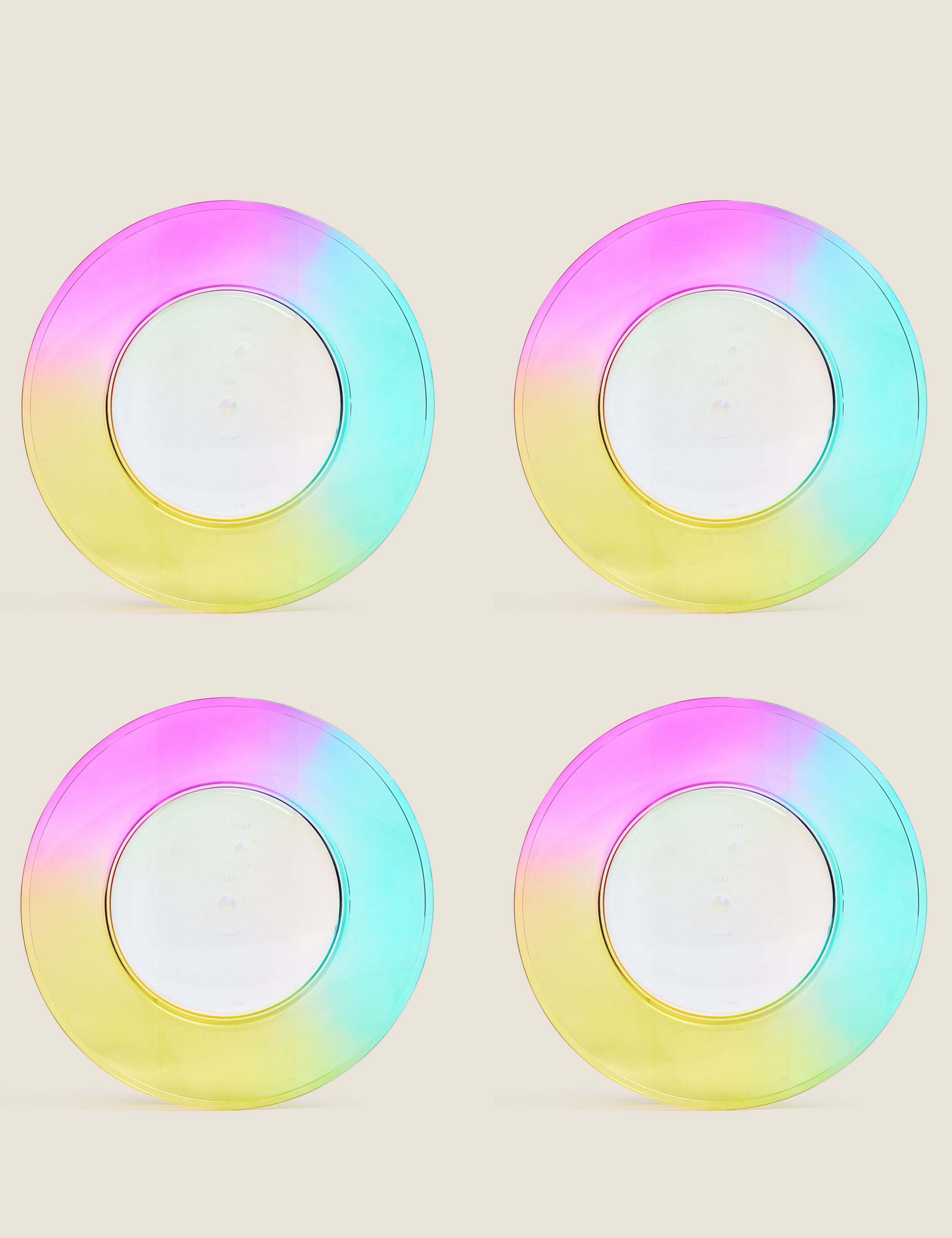 Set of 4 Rainbow Picnic Dinner Plates 2 of 3