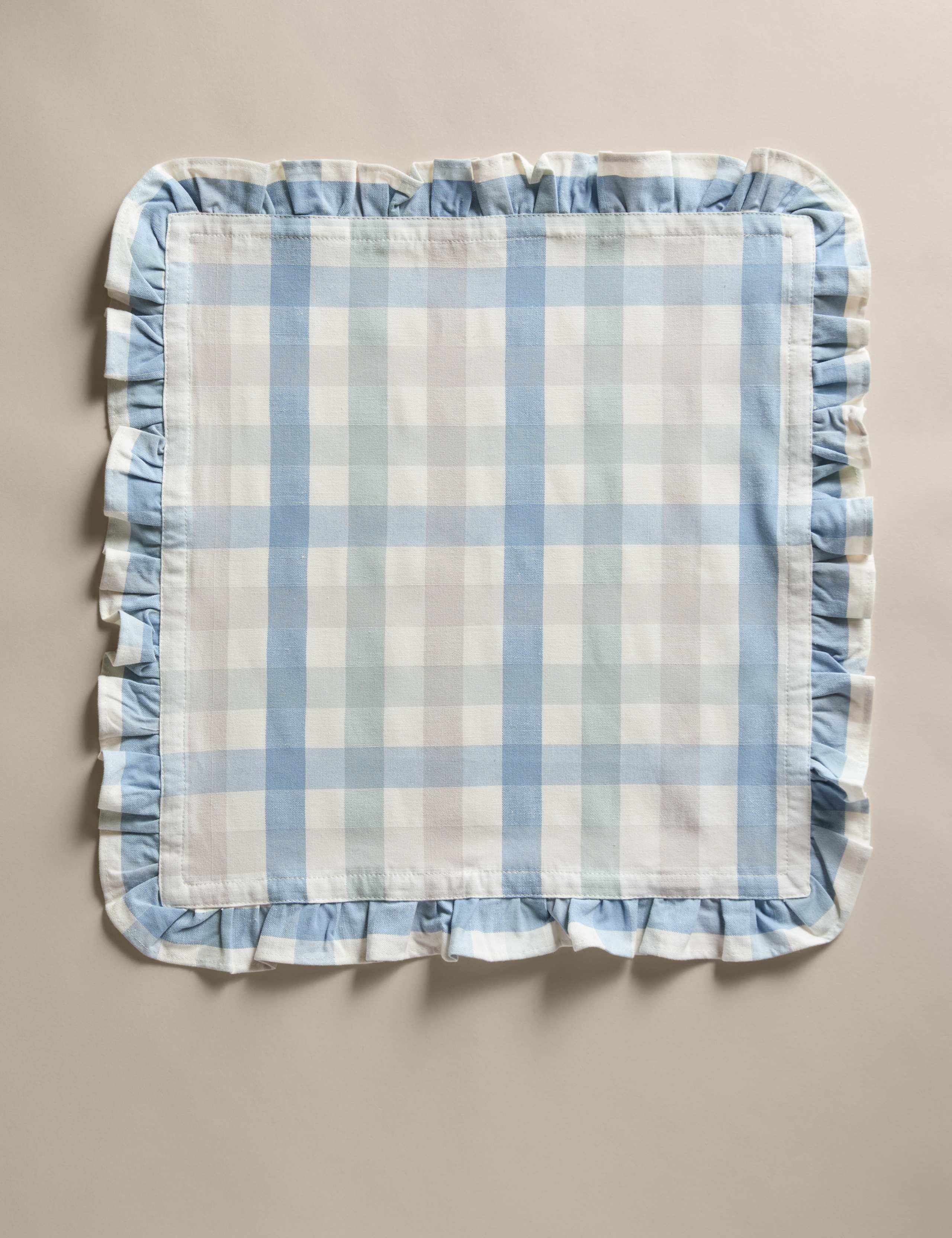 Set of 4 Cotton with Linen Ruffle Gingham Napkins 3 of 5