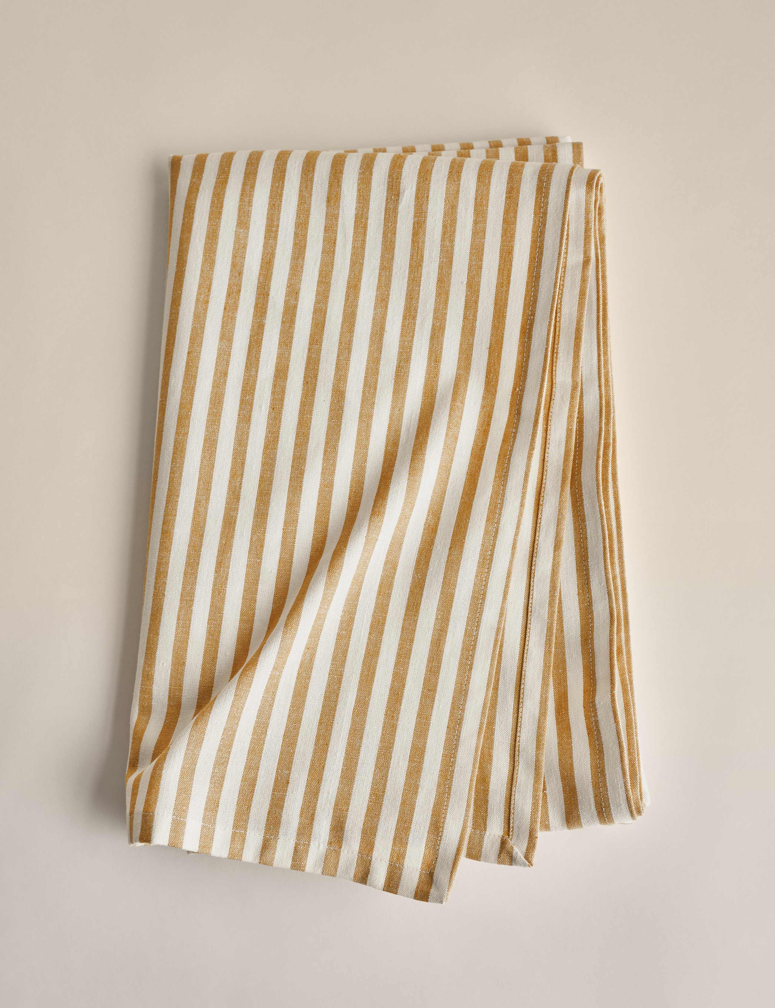 Cotton with Linen Striped Tablecloth 3 of 5