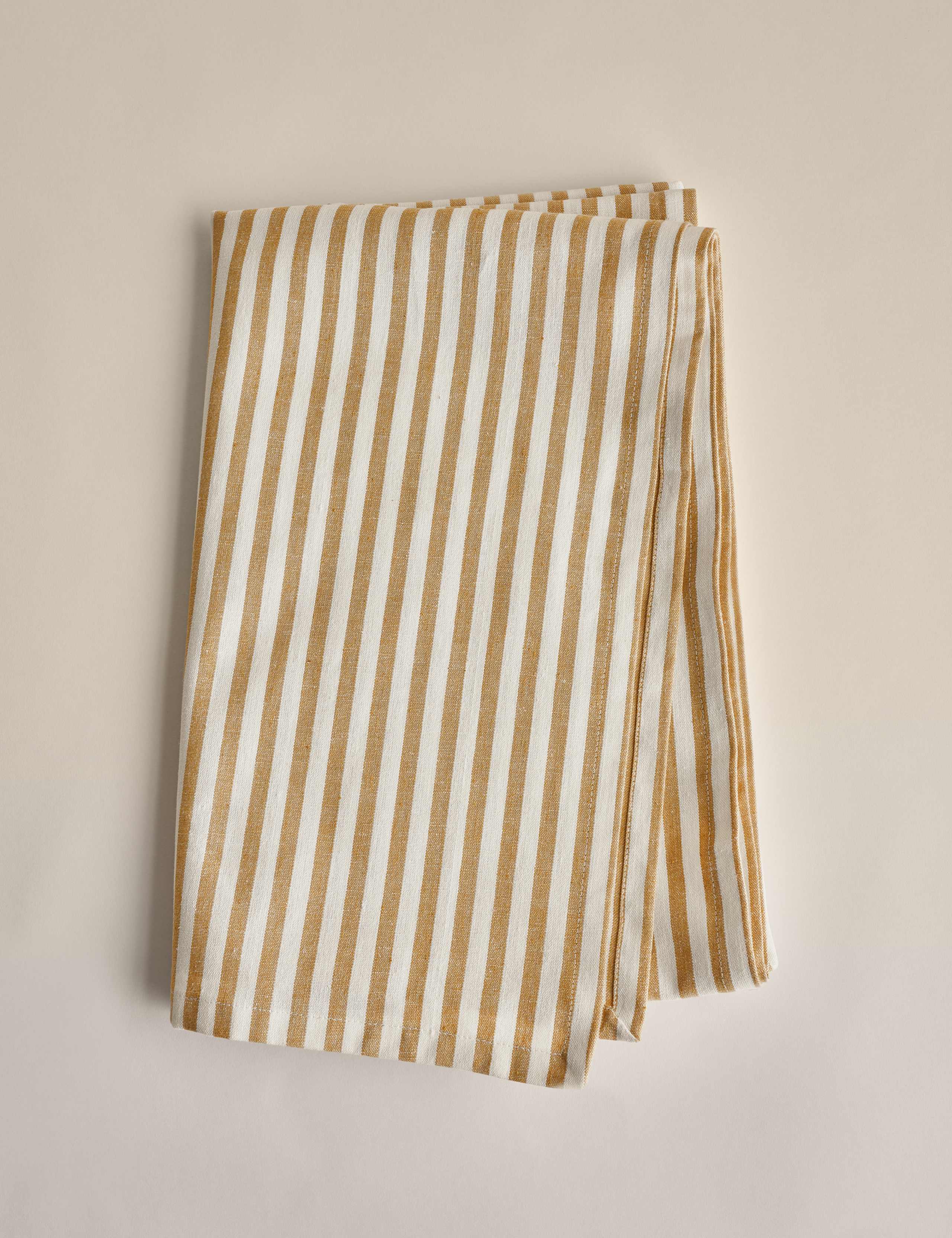 Cotton with Linen Striped Tablecloth 4 of 5