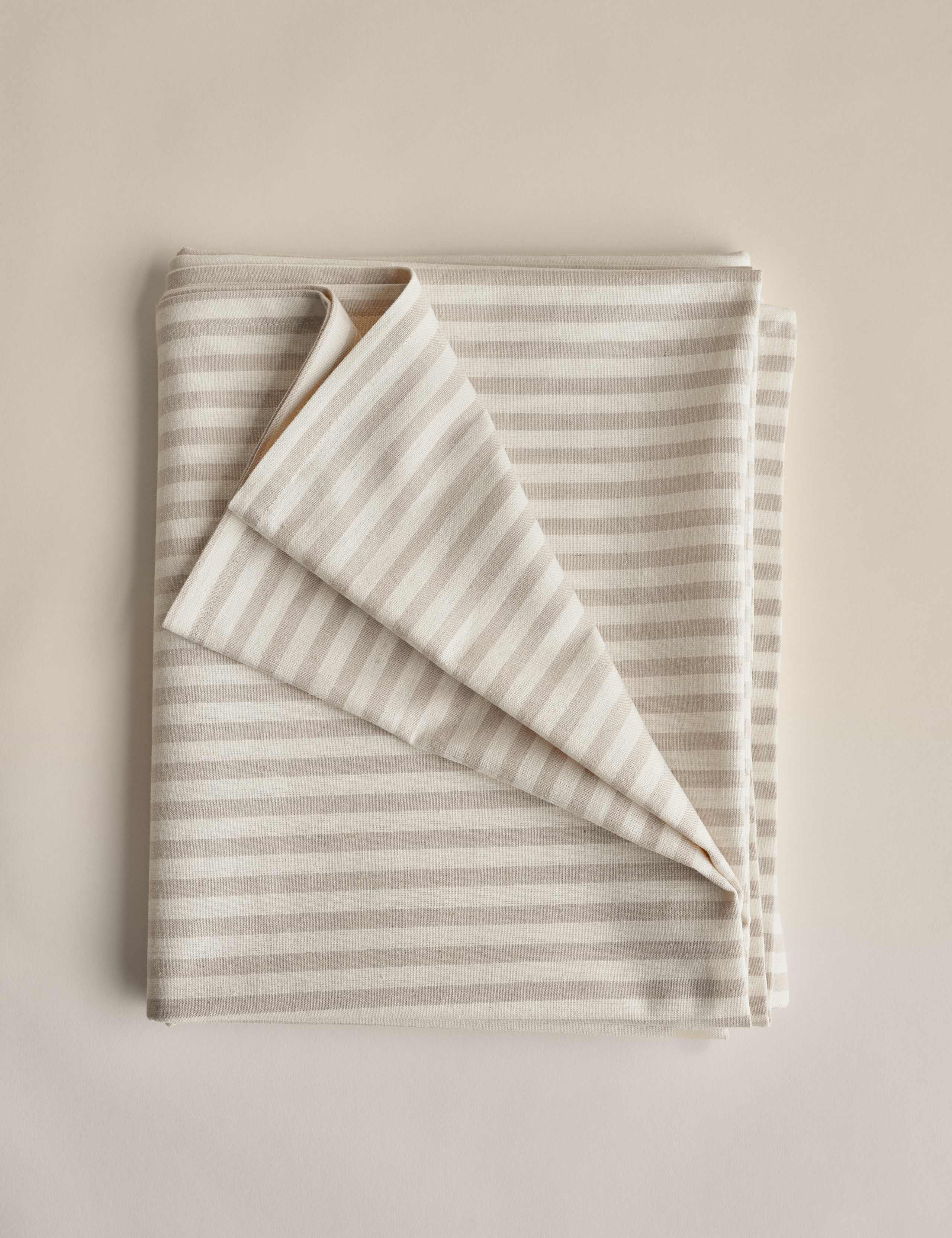 Cotton with Linen Striped Tablecloth 3 of 5