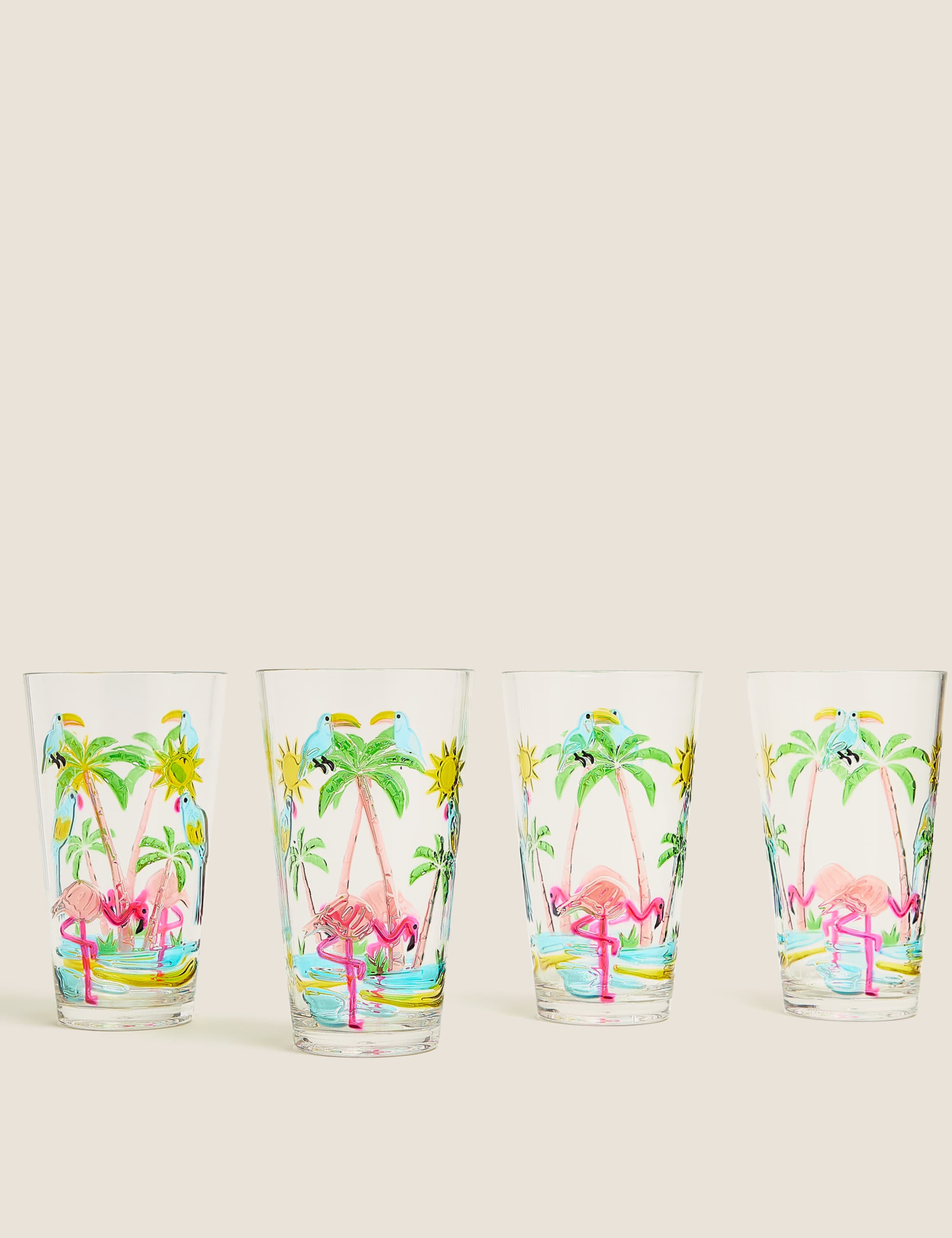 Set of 4 Flamingo Picnic Highballs 1 of 5