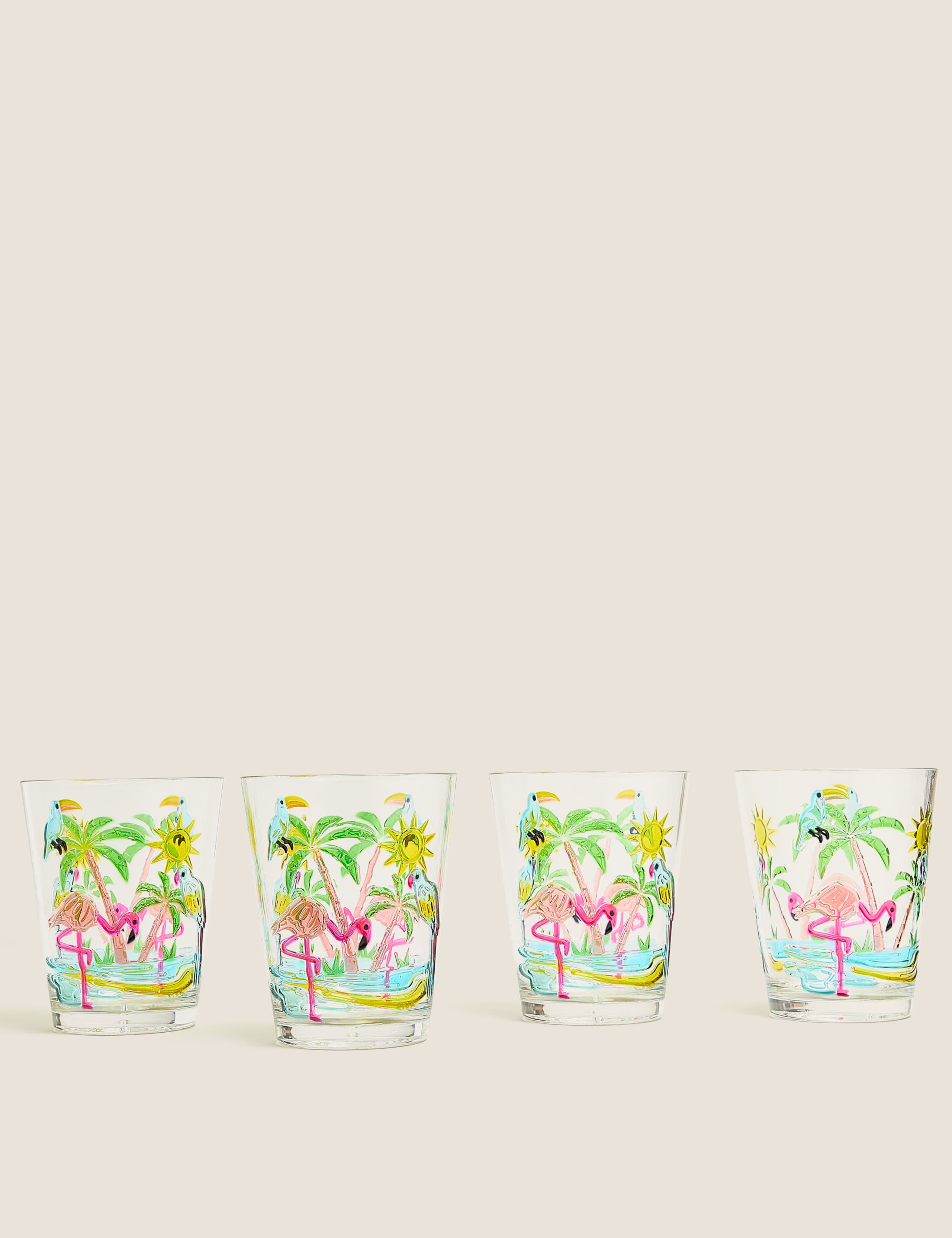 Set of 4 Flamingo Picnic Tumblers 1 of 3