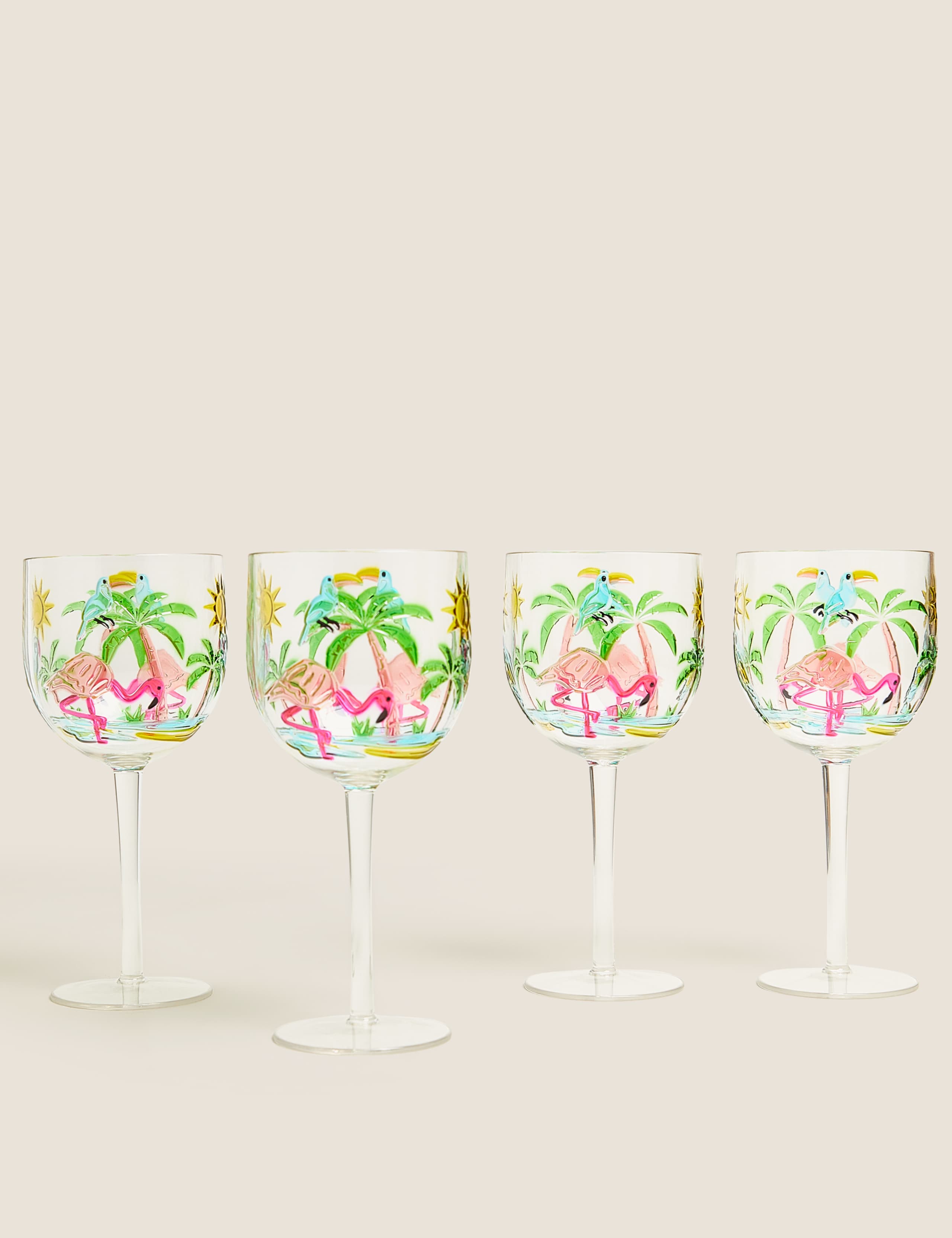 Set of 4 Flamingo Picnic Wine Glasses 1 of 3