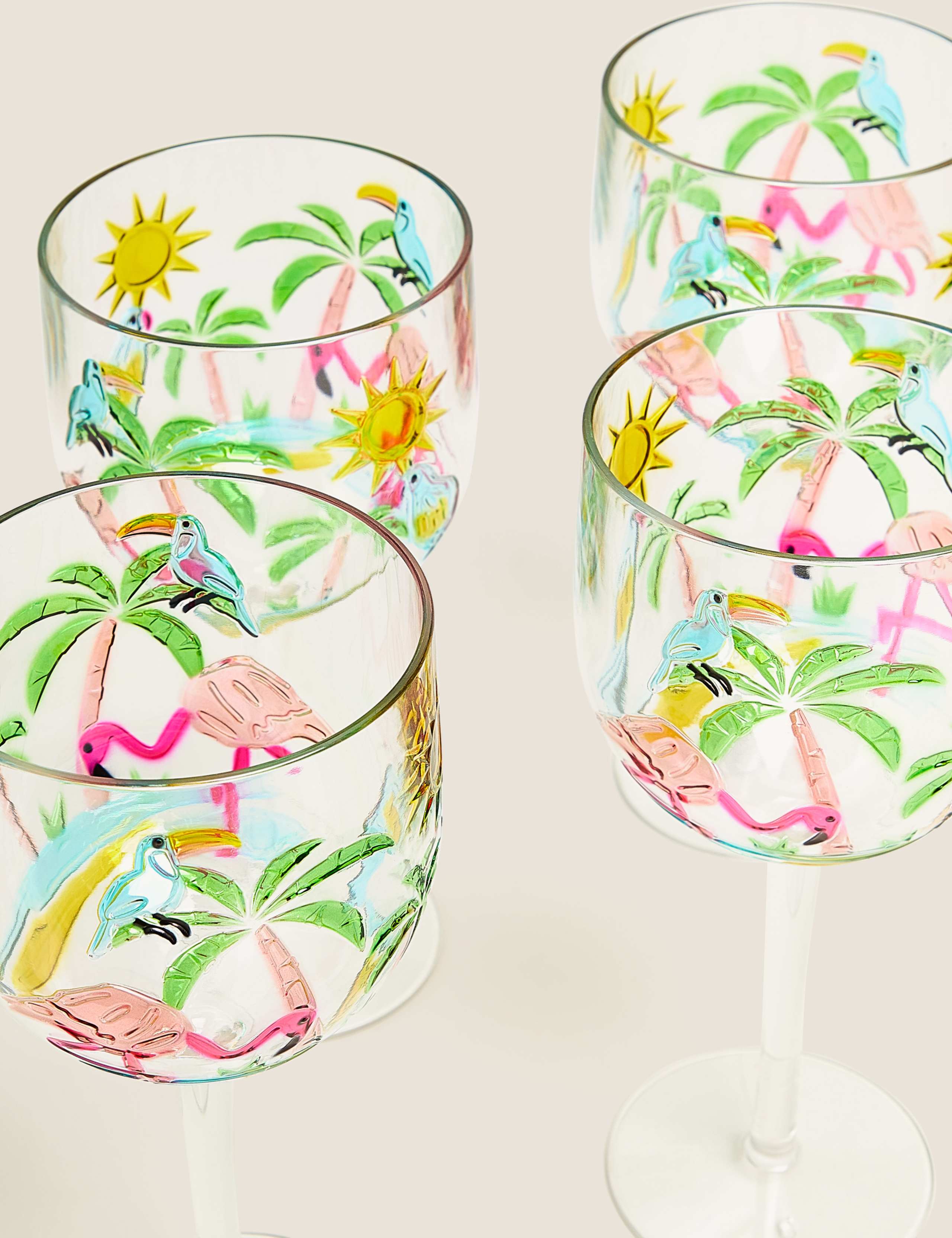 Set of 4 Flamingo Picnic Wine Glasses 2 of 3