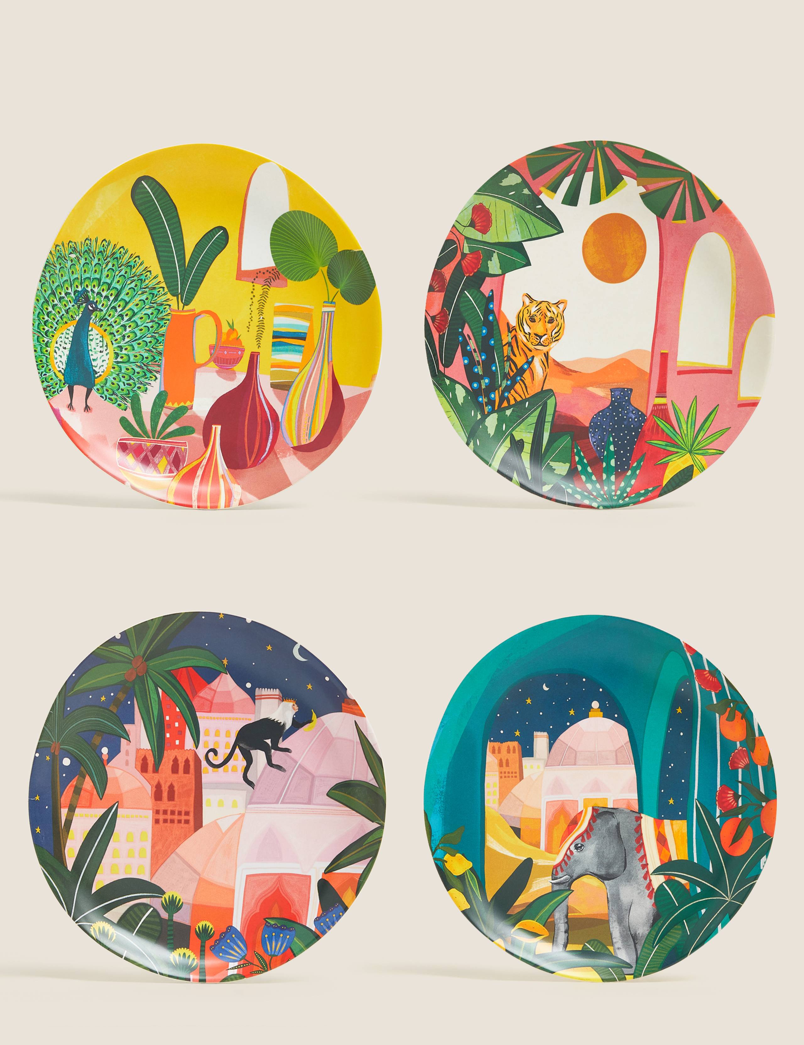 Set of 4 Tropical Jungle Picnic Side Plates 2 of 3