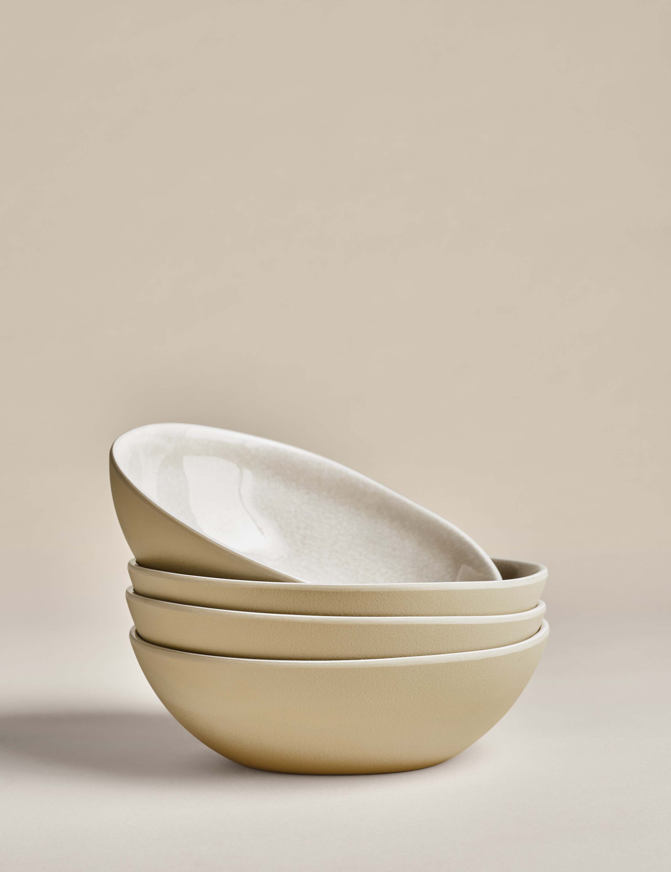 Set of 4 Linen Reactive Picnic Cereal Bowls 6 of 7