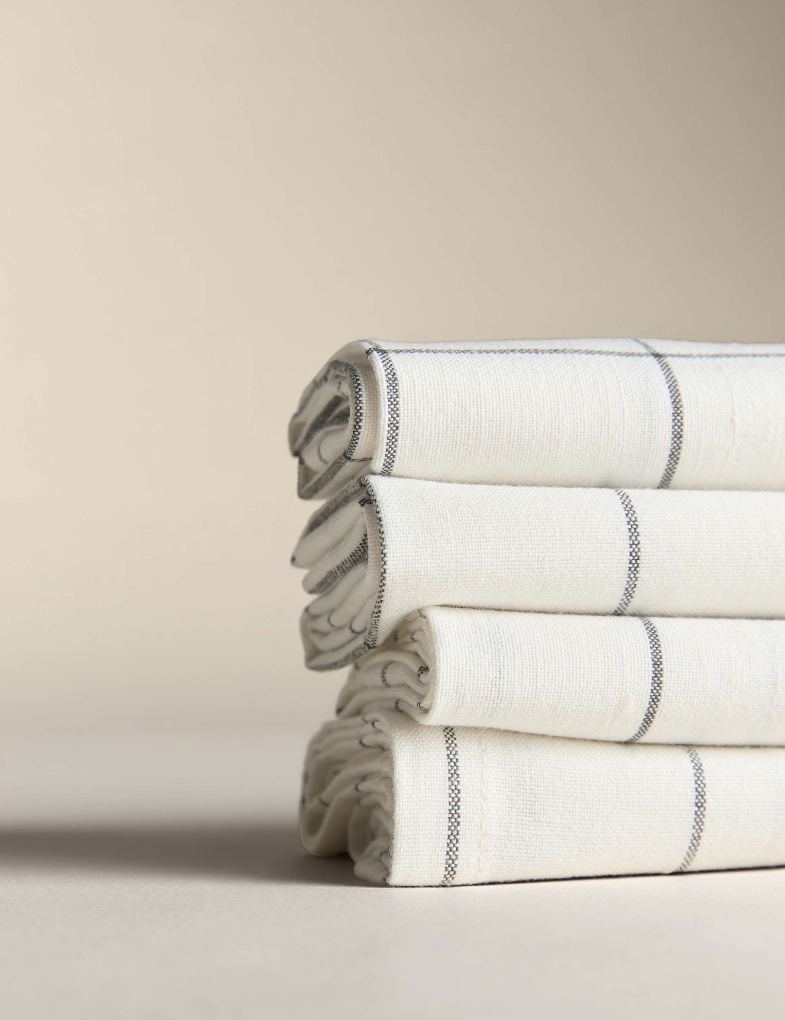 Set of 4 Cotton with Linen Linear Check Napkins 3 of 5