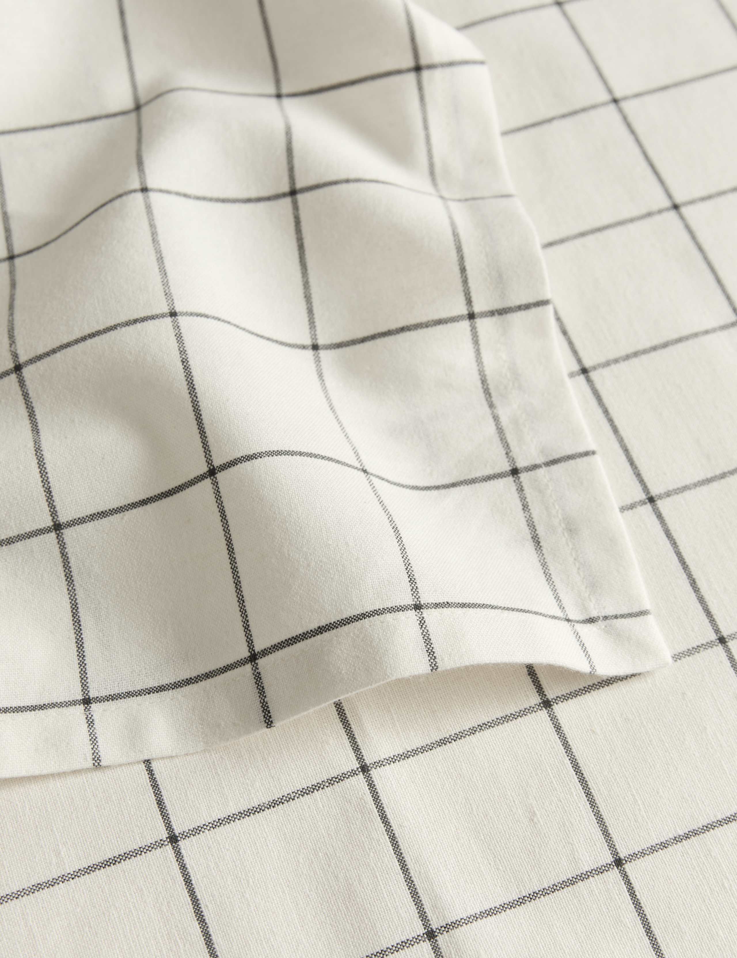 Set of 4 Cotton with Linen Linear Check Napkins 4 of 5