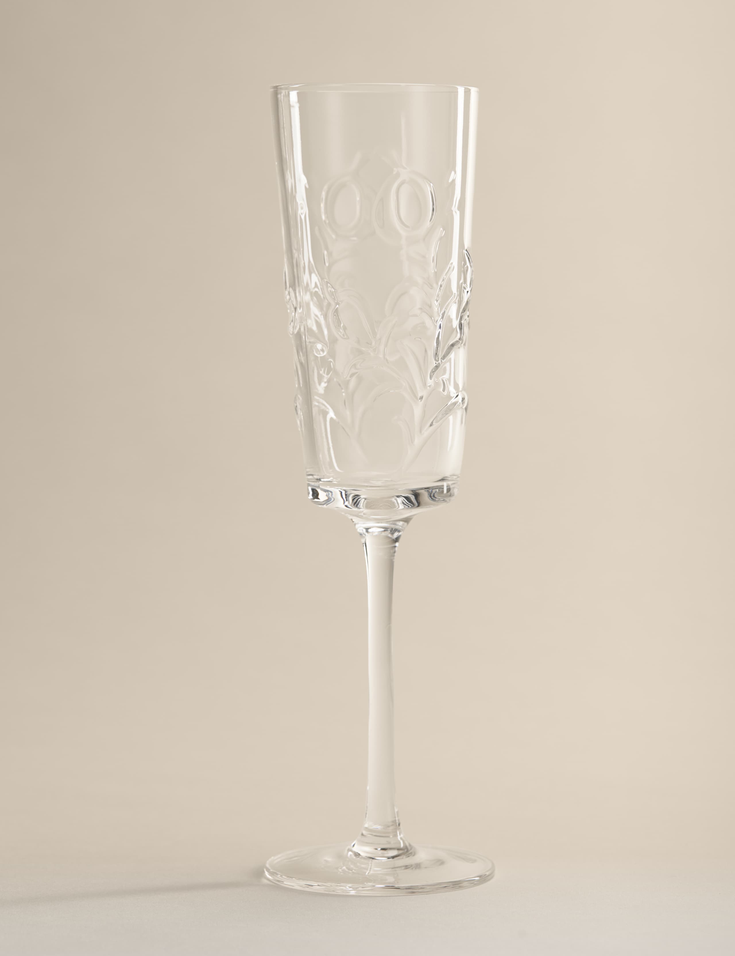 Set of 2 Embossed Floral Champagne Flutes 2 of 5