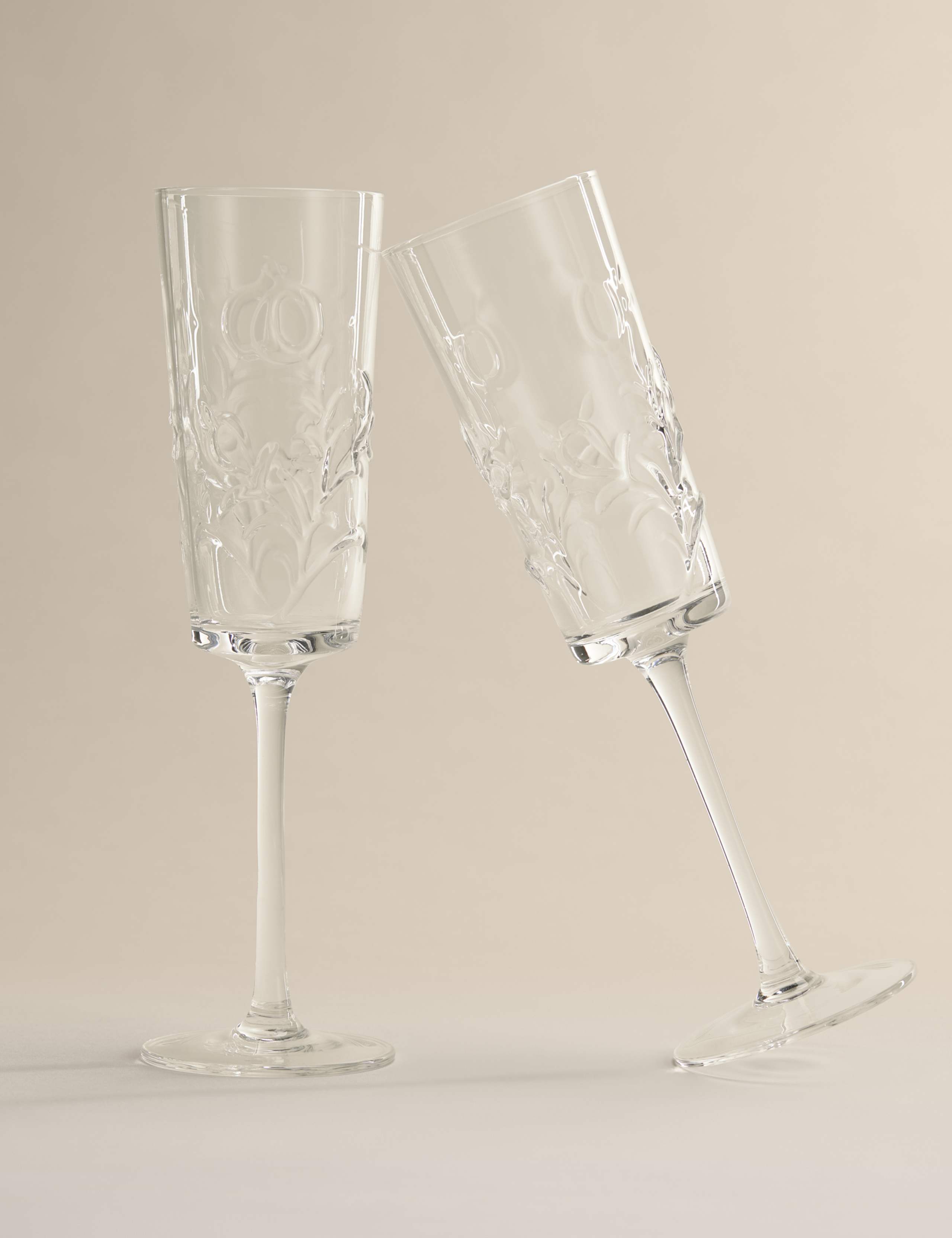 Set of 2 Embossed Floral Champagne Flutes 5 of 5