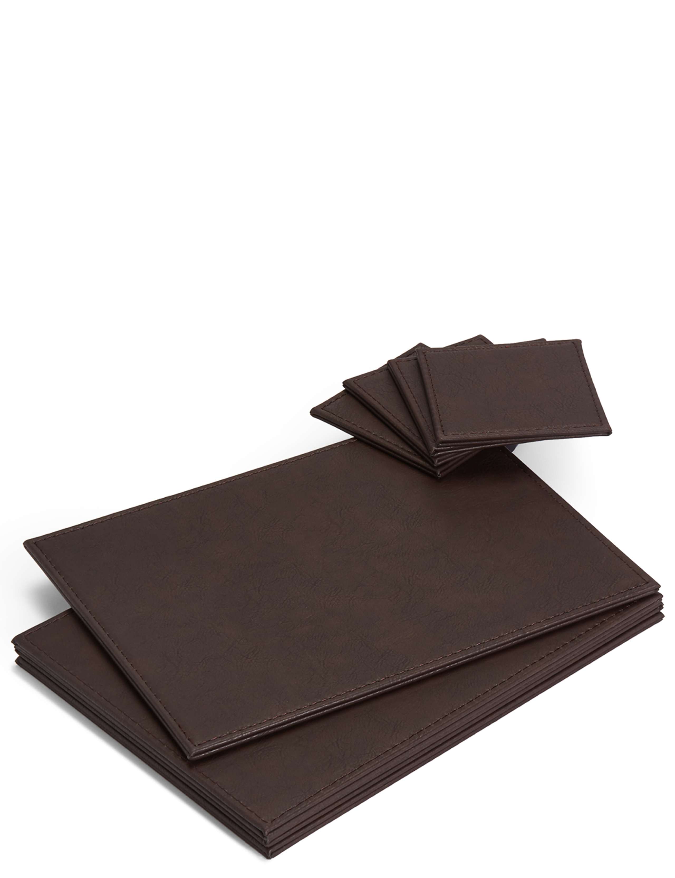Set of 4 Faux Leather Placemats & Coasters 1 of 6