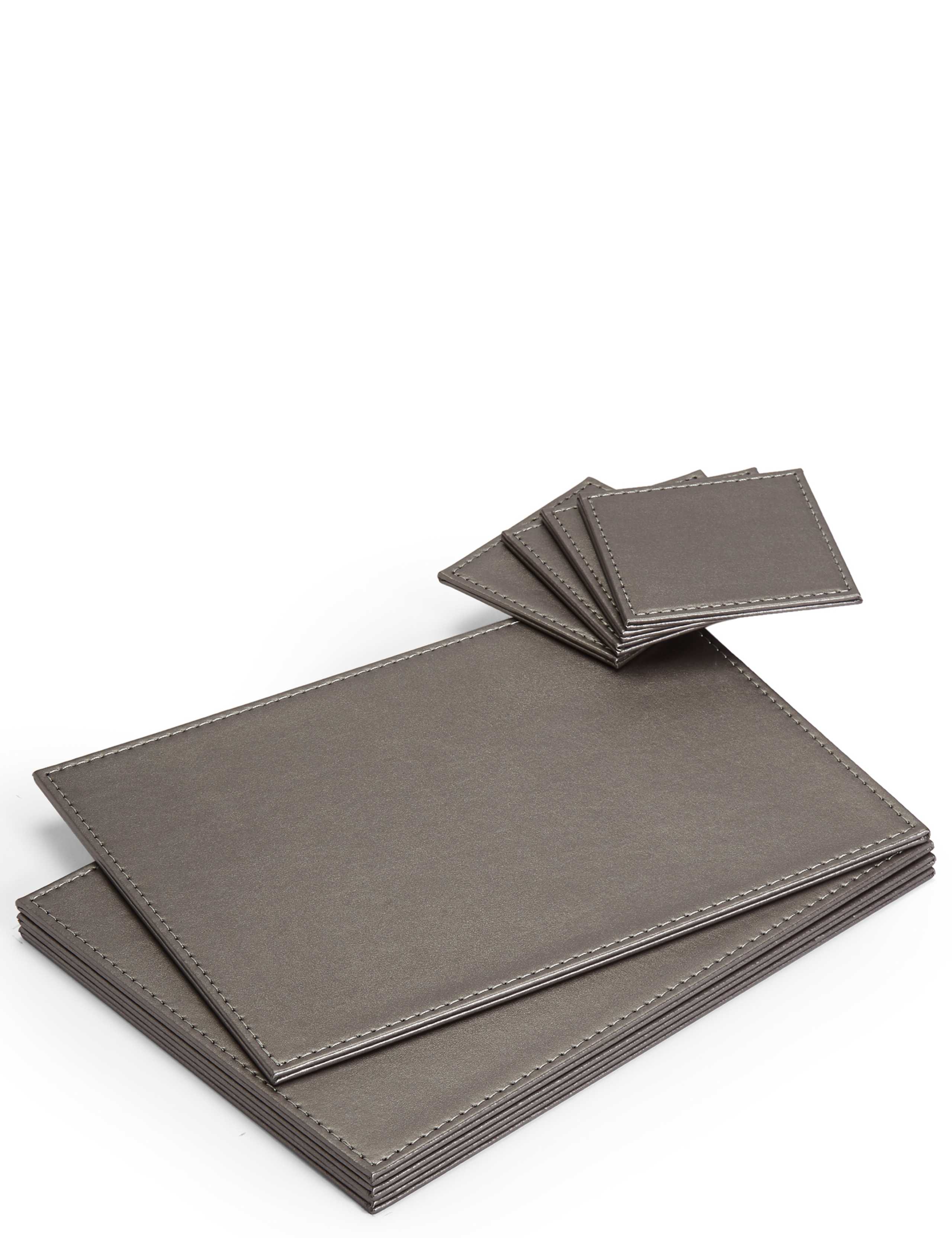 Set of 4 Faux Leather Placemats & Coasters 1 of 6