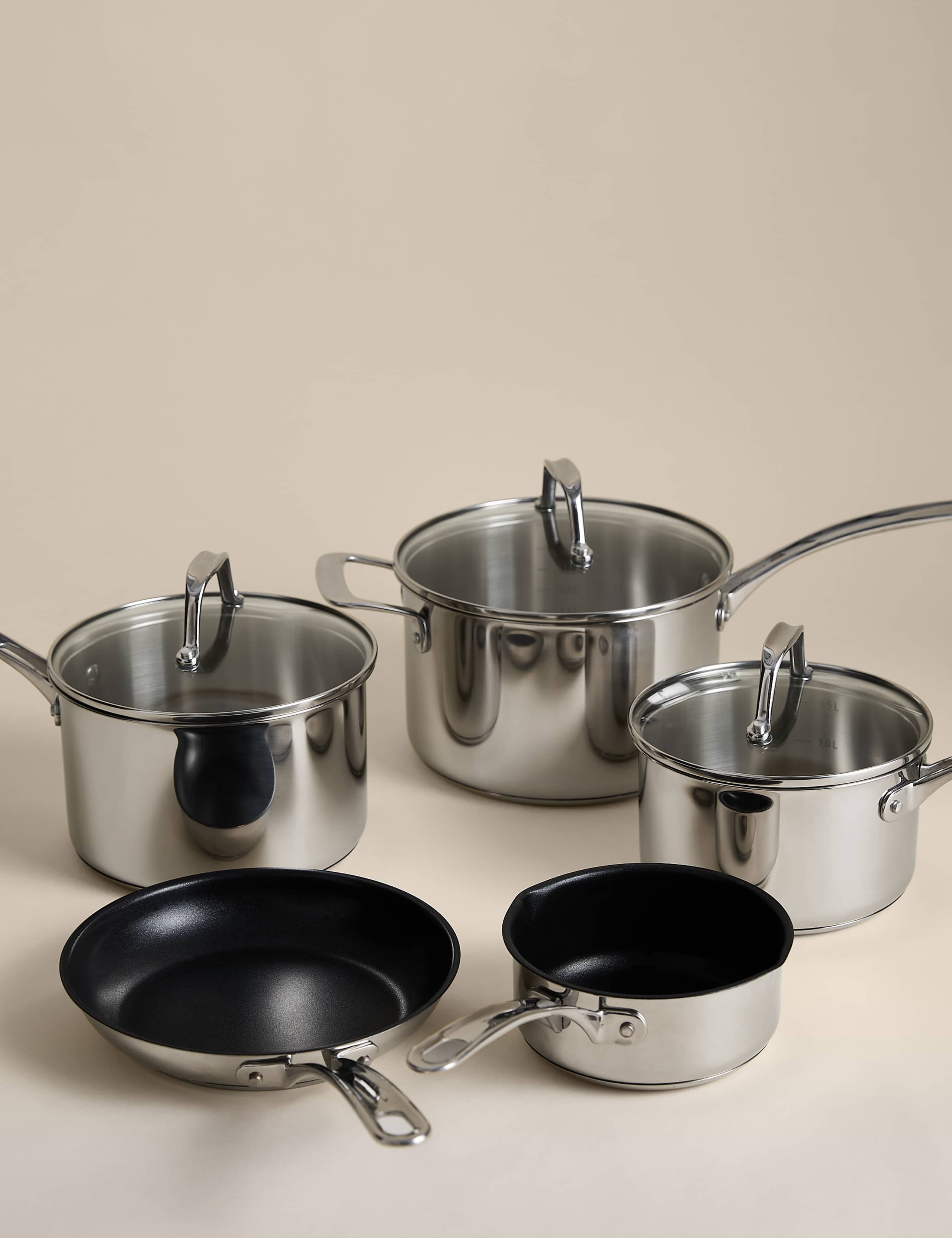 5 Piece Stainless Steel Pan Set 1 of 4