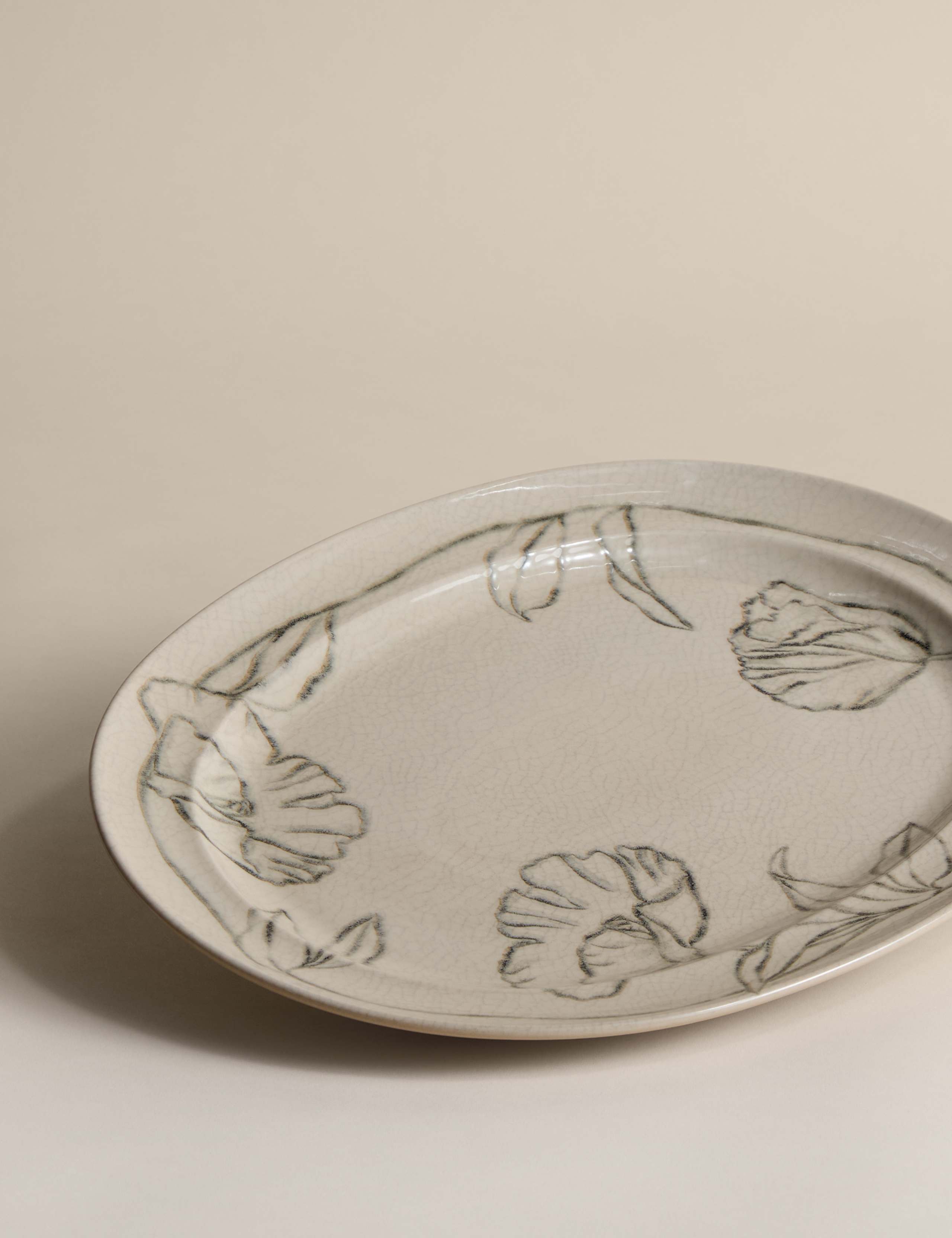 Floral Crackle Oval Platter 1 of 5