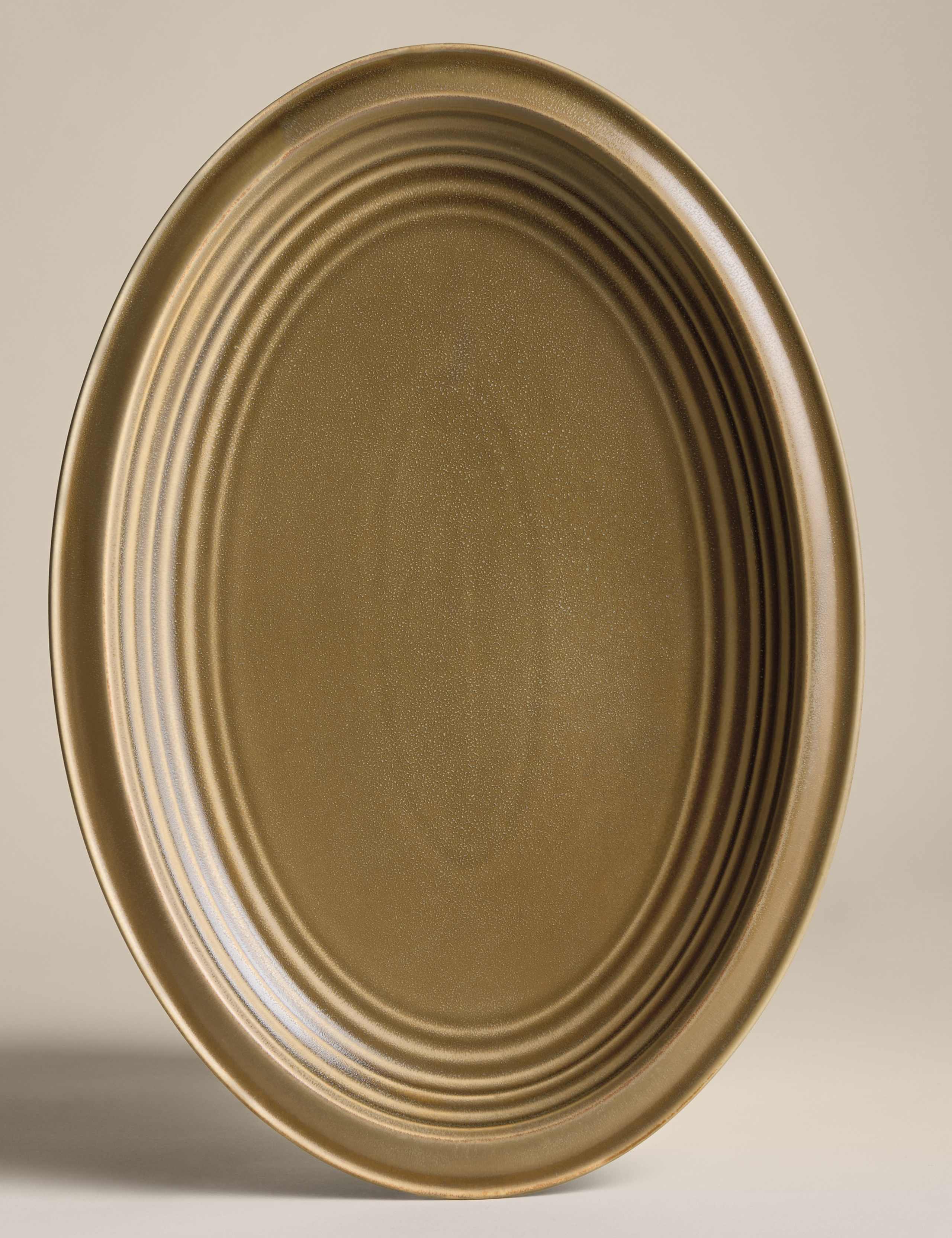 Large Ceramic Reactive Oval Serving Platter 3 of 5