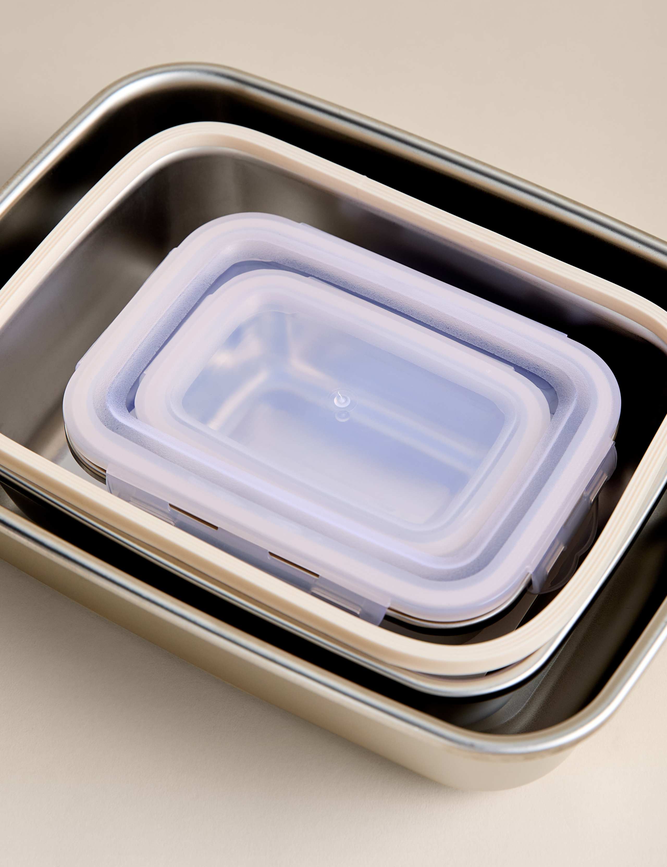 Set of 4 Stainless Steel Food Storage Containers 5 of 5