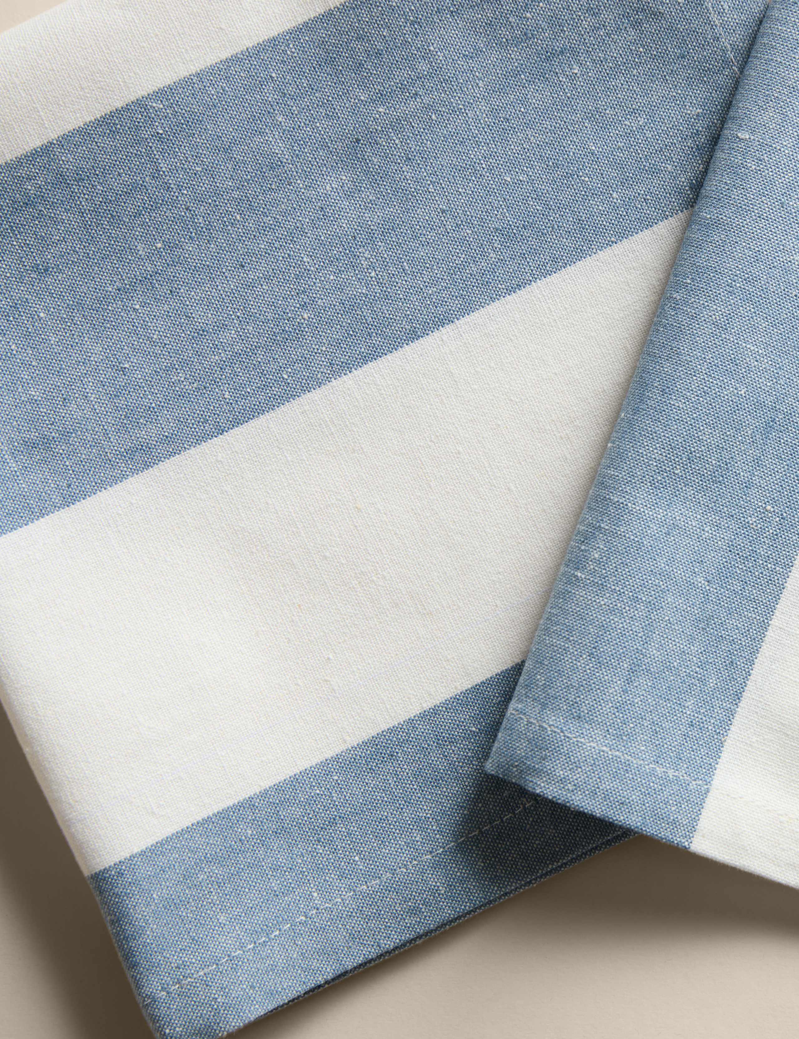 Set of 4 Cotton with Linen Wide Stripe Napkins 2 of 6