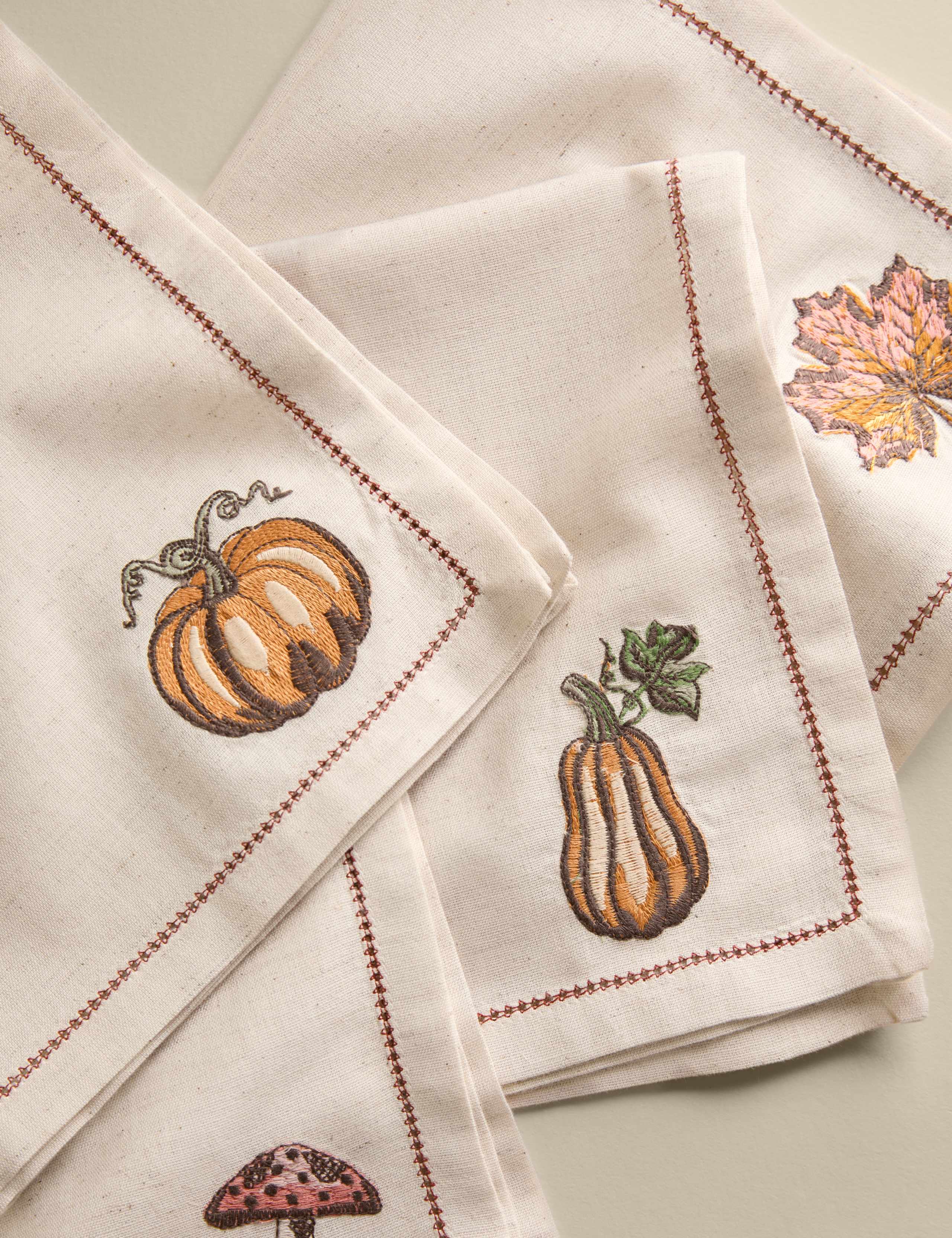 4pk Cotton Rich Harvest Embroidered Napkins 3 of 6