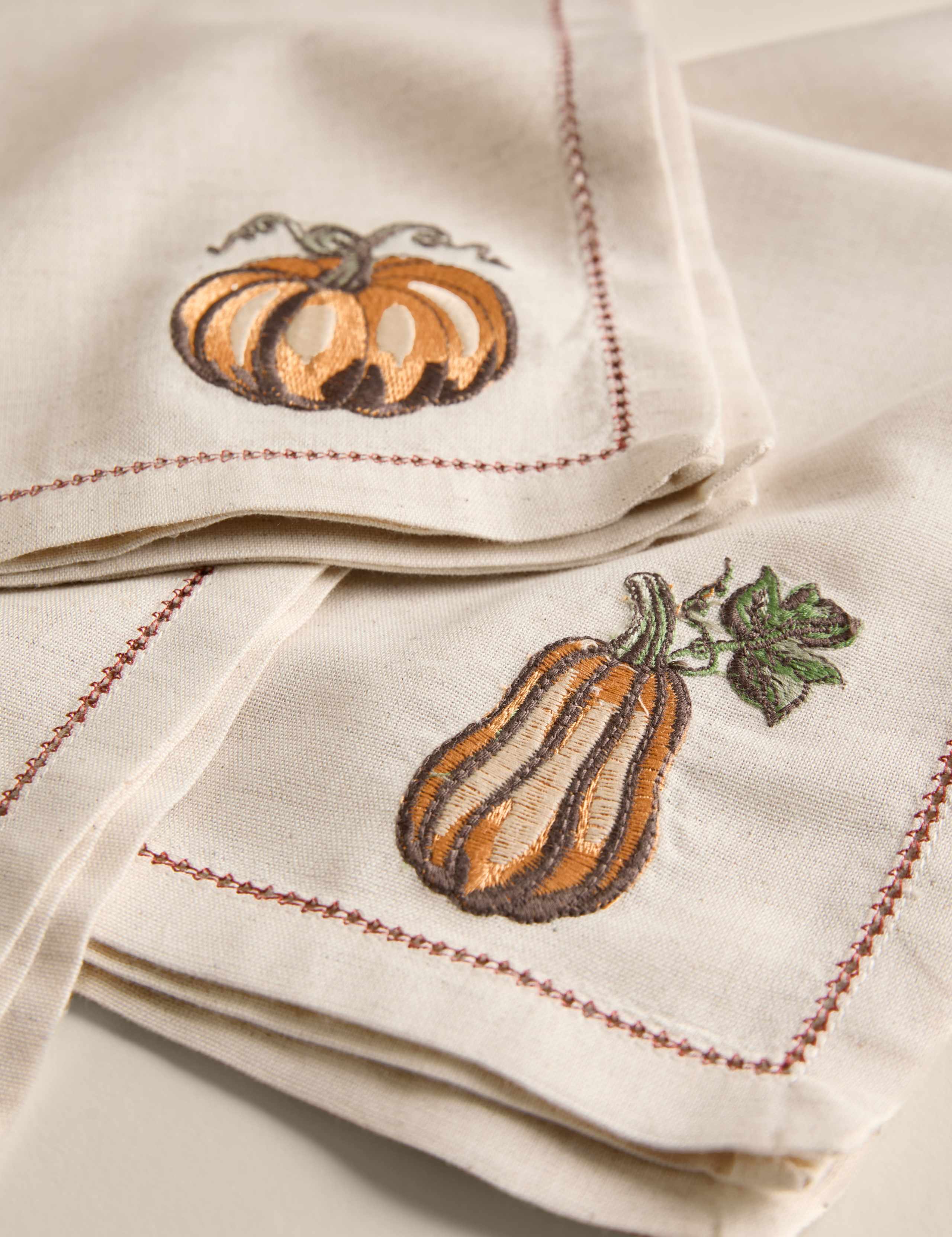 4pk Cotton Rich Harvest Embroidered Napkins 5 of 6