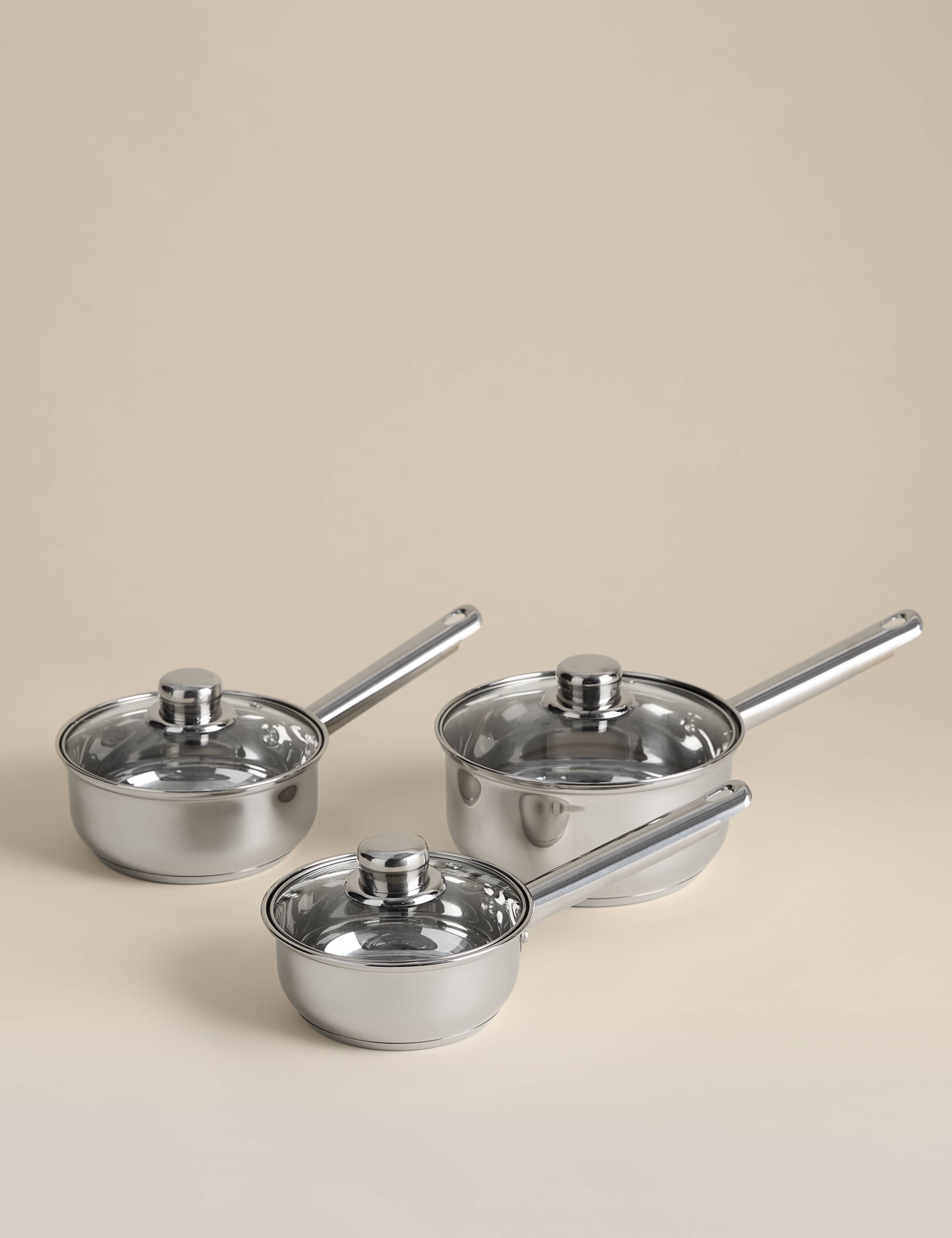 3 Piece Stainless Steel Pan Set 1 of 4