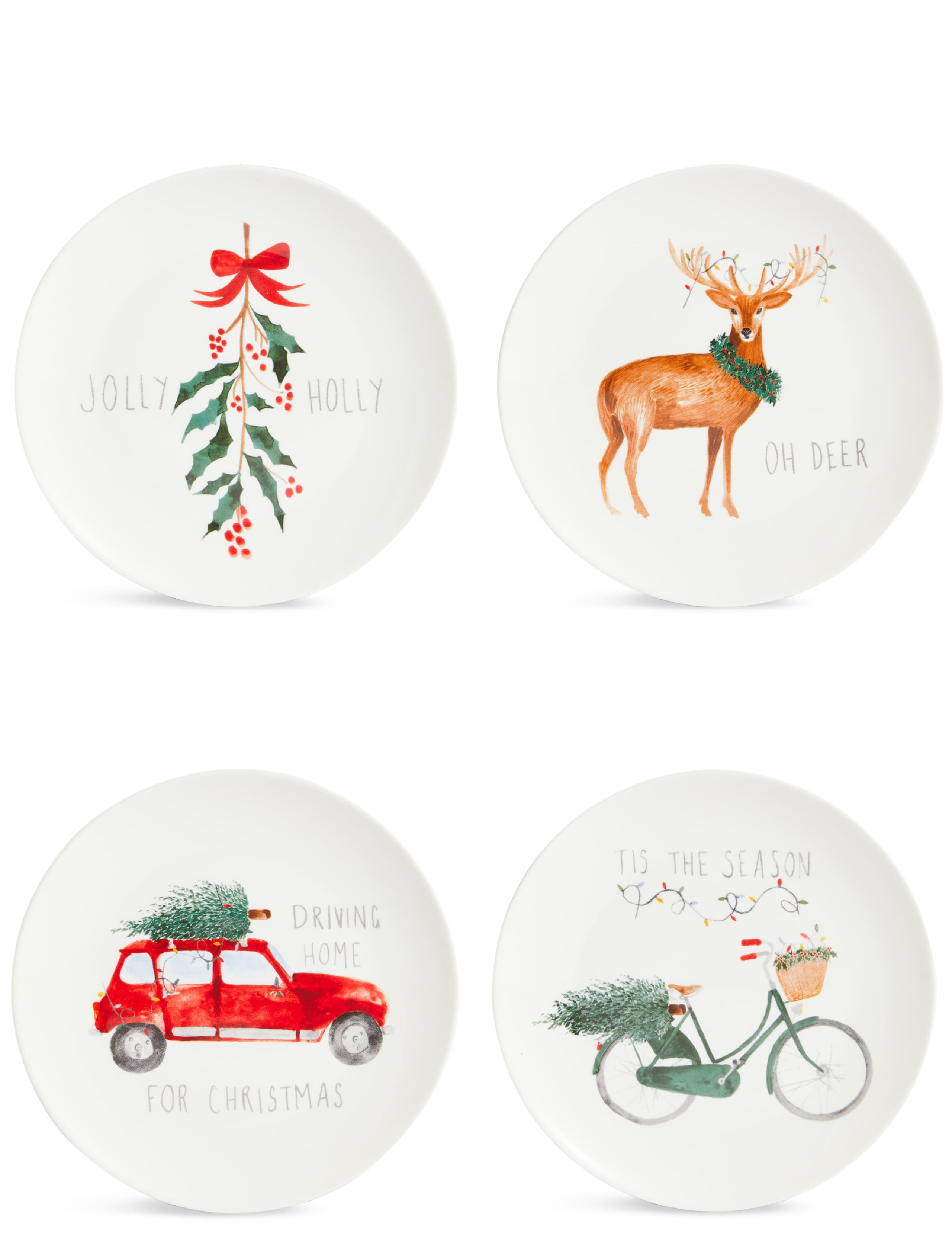 Set of 4 Christmas Slogan Side Plates 1 of 8