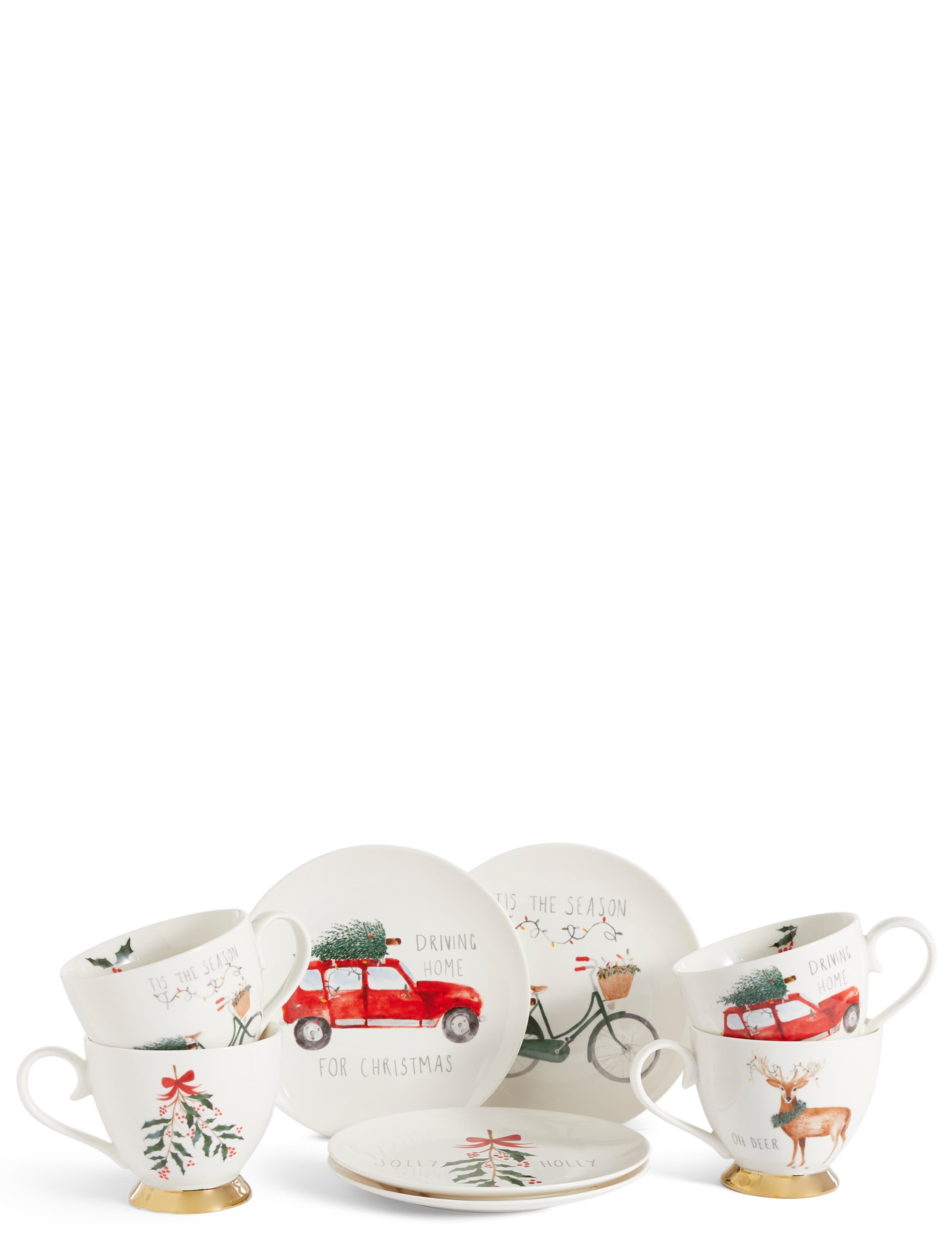 Set of 4 Christmas Slogan Side Plates 7 of 8