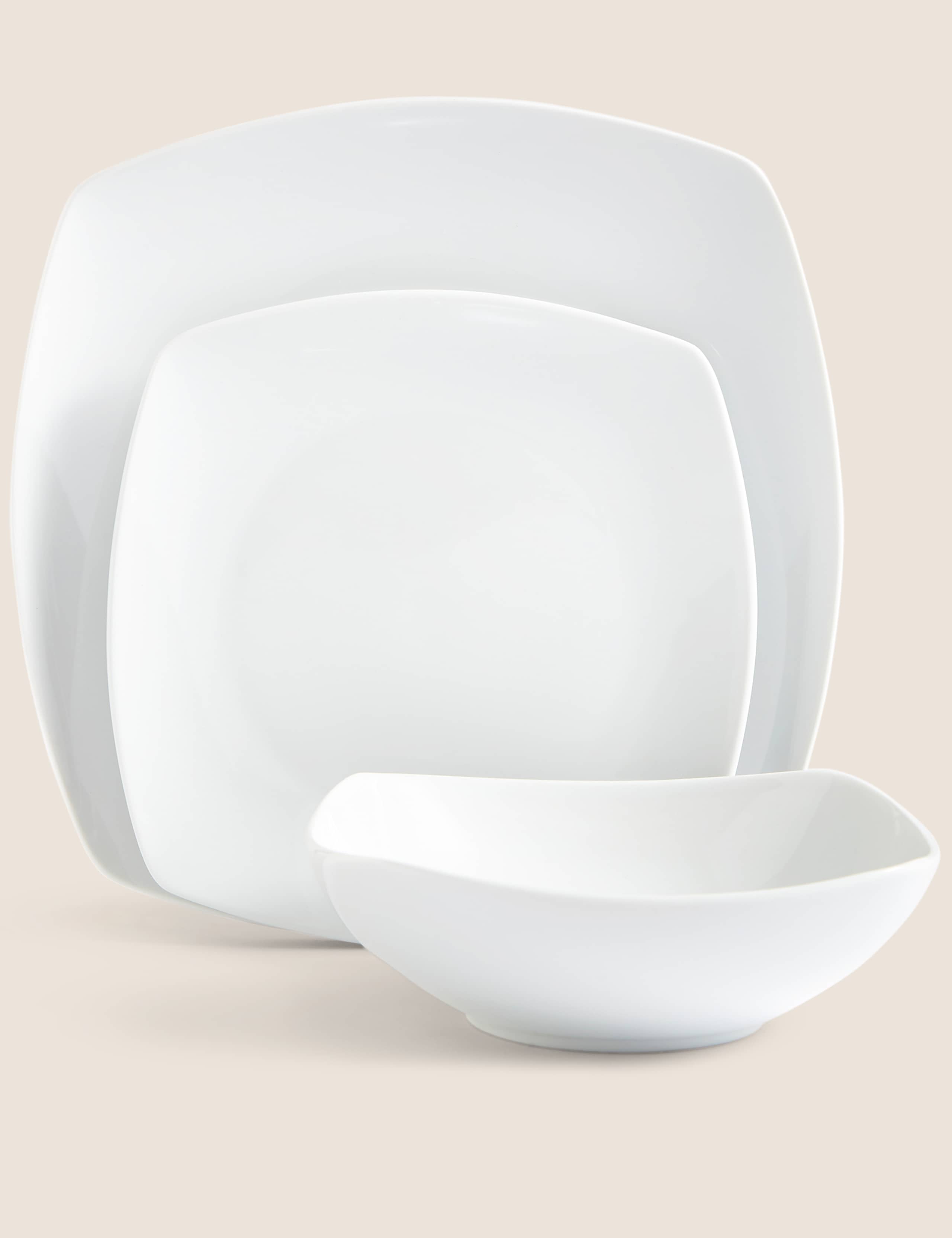 12 Piece White Square Dinner Set 1 of 1