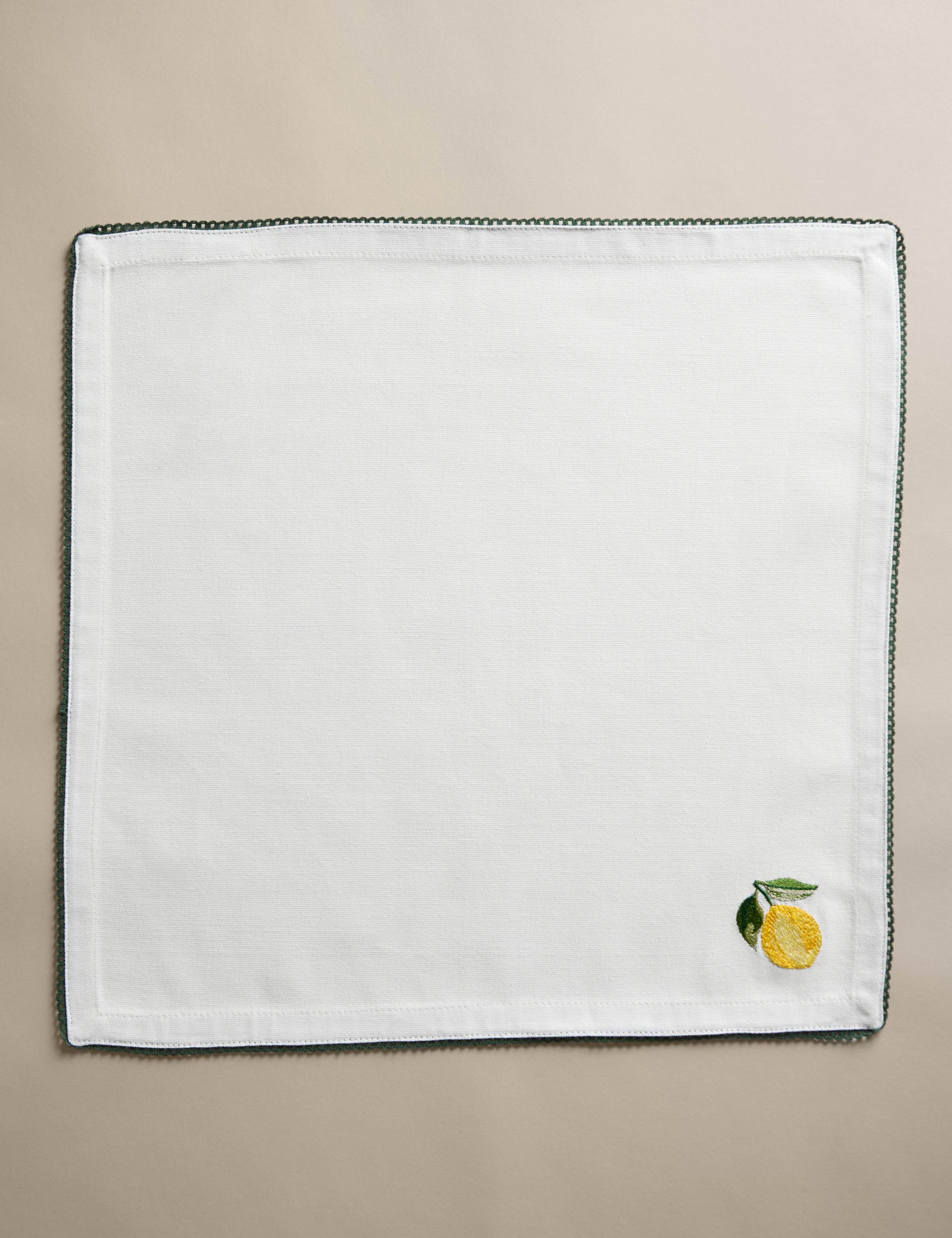 Set of 4 Pure Cotton Lemon Embroidered Napkins 2 of 4