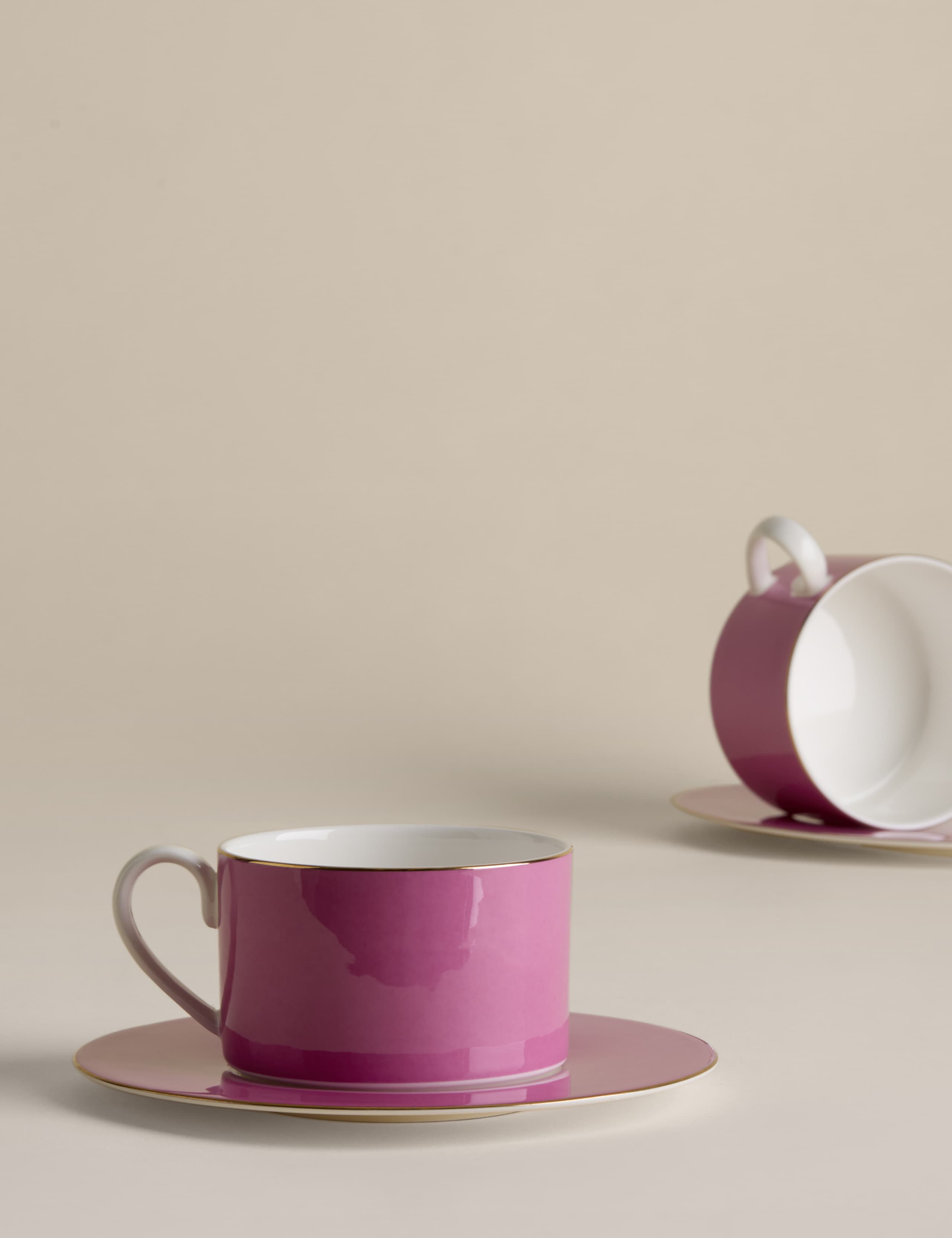 Set of 2 Bone China Cups & Saucers 2 of 5