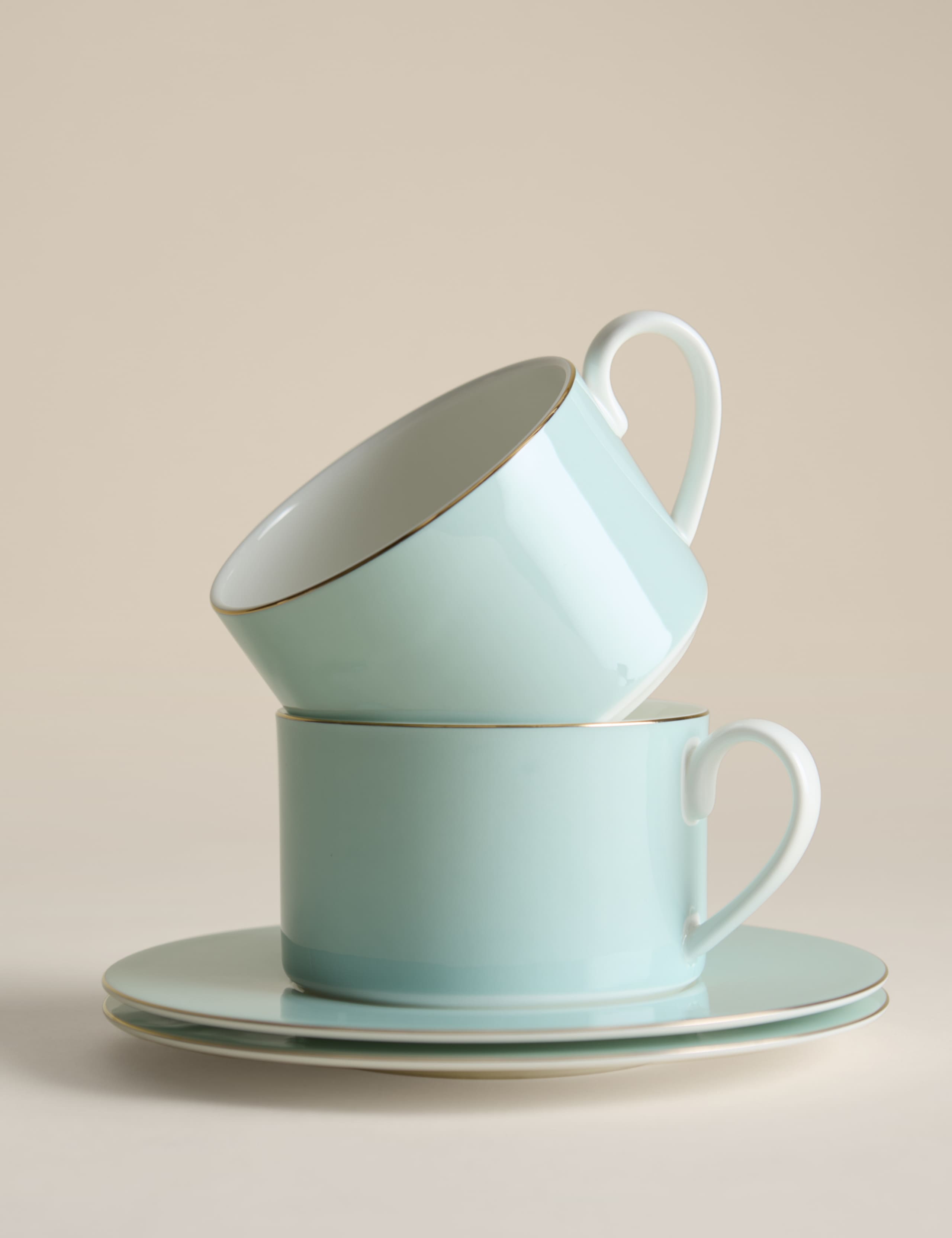 Set of 2 Bone China Cups & Saucers 2 of 4