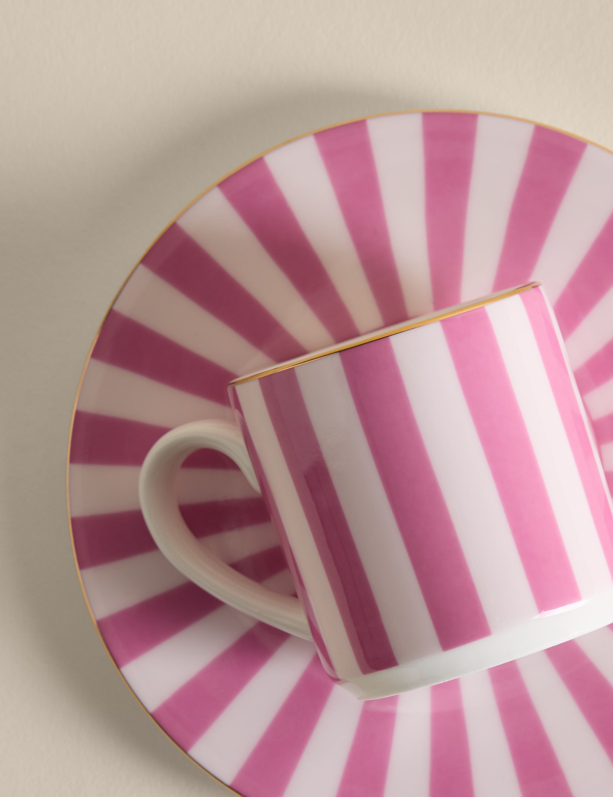 2 Pack Bone China Stripe Espresso Cup & Saucer 5 of 6