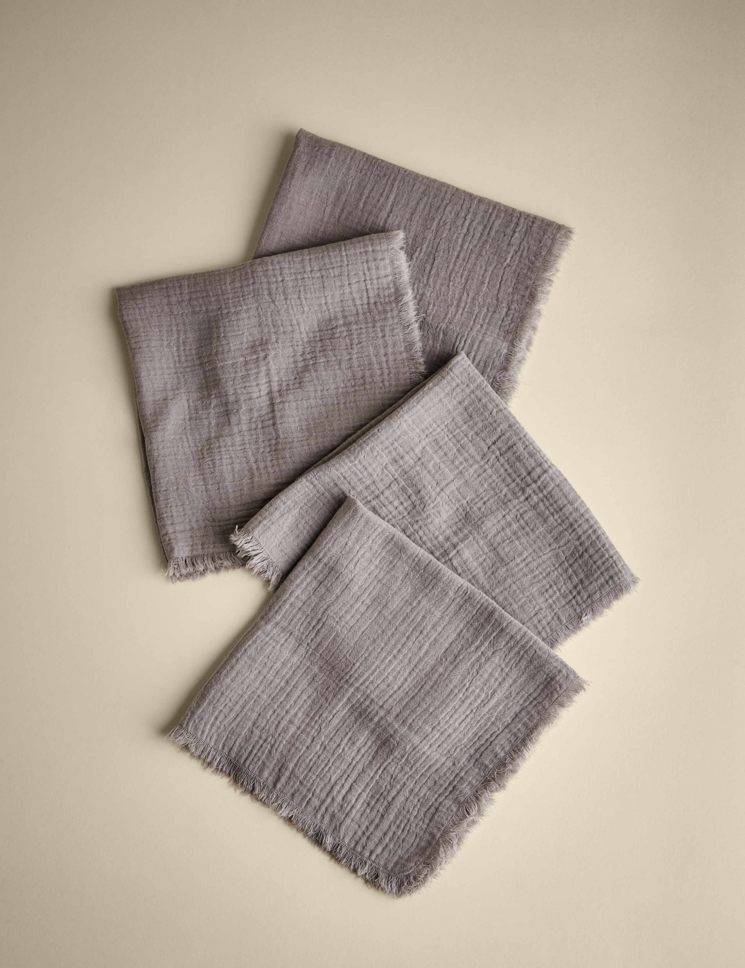 Set of 4 Frayed Edge Muslin Napkins 2 of 6