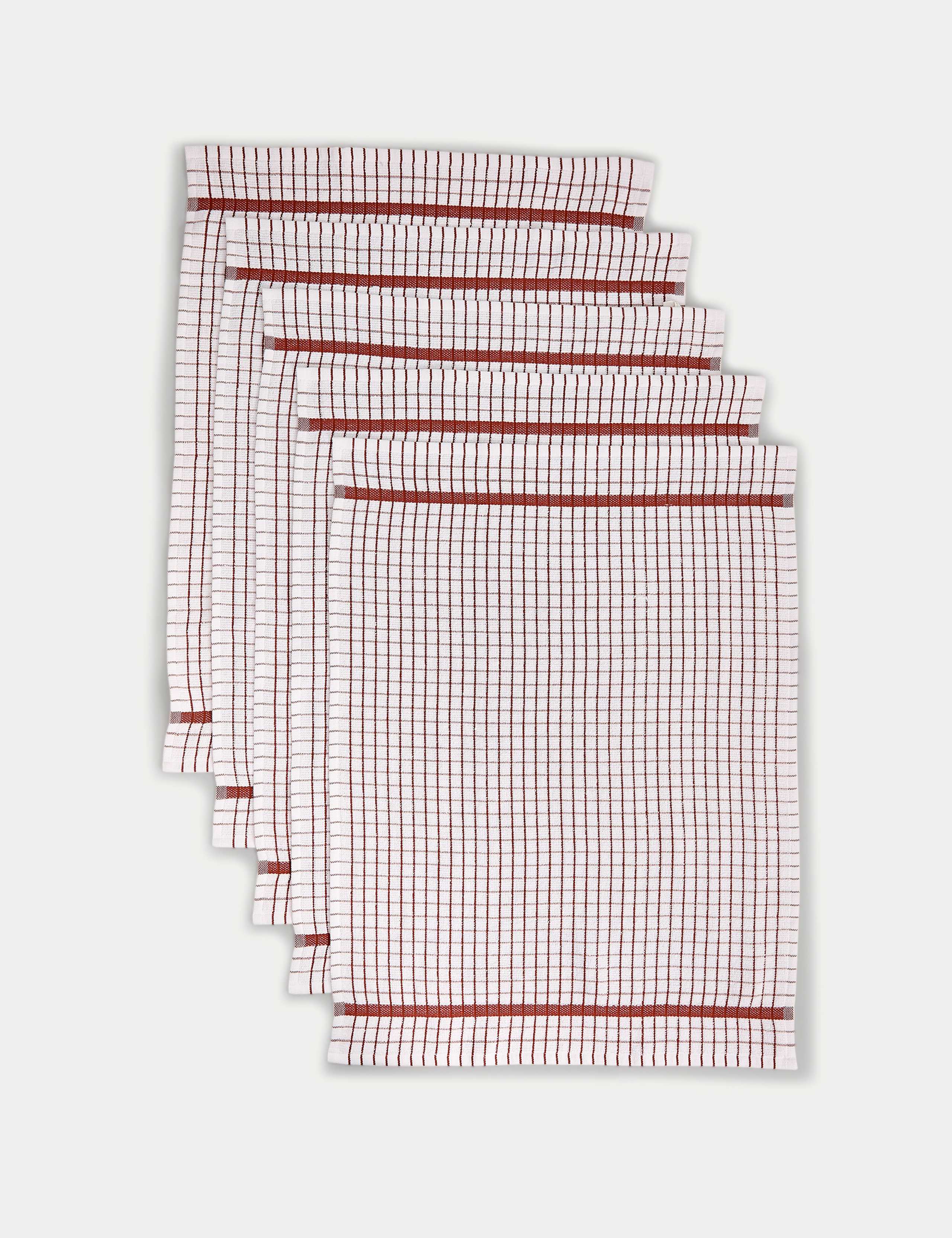 Set of 5 Checked Terry Tea Towels 1 of 3