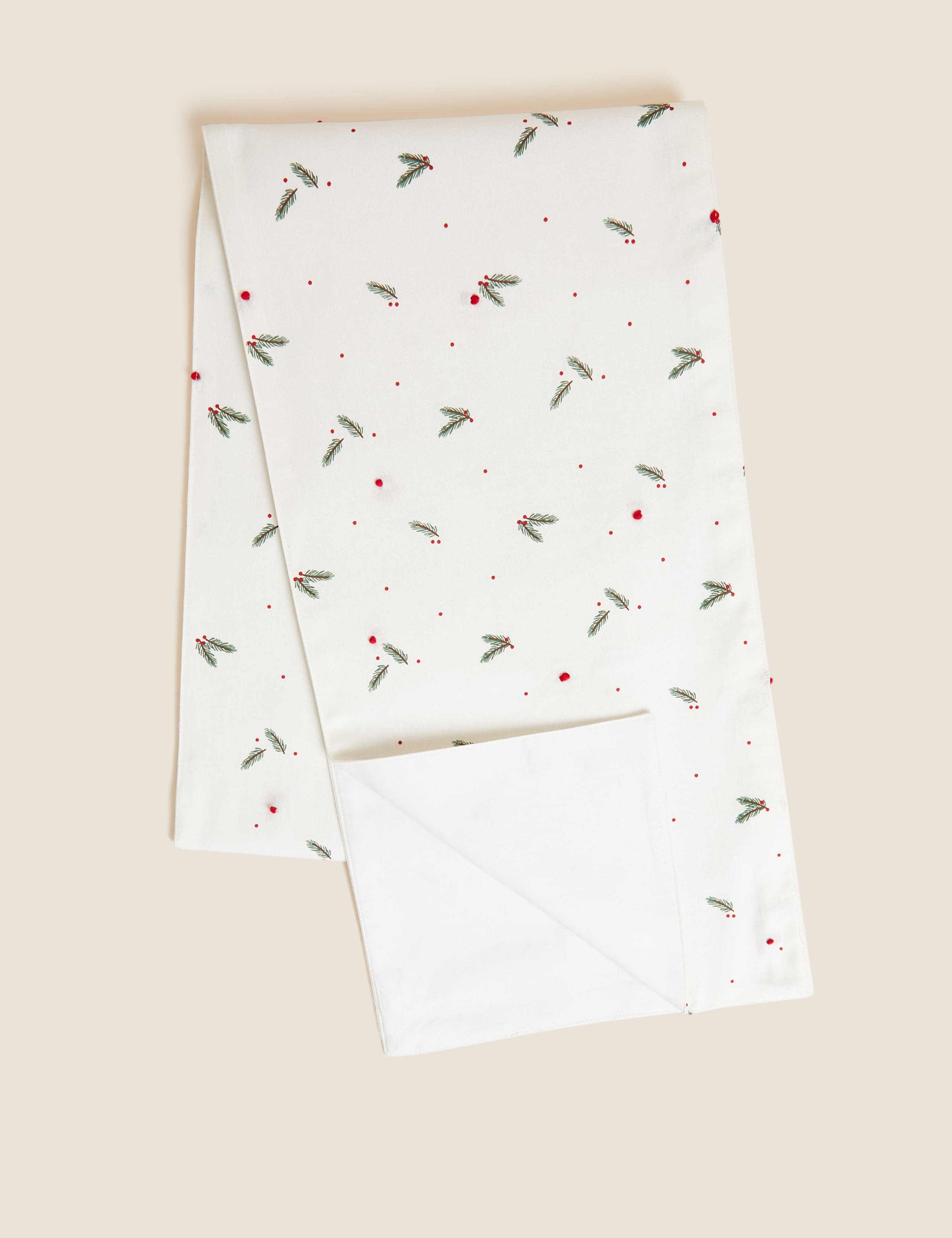 Pure Cotton Christmas Holly Table Runner 1 of 3