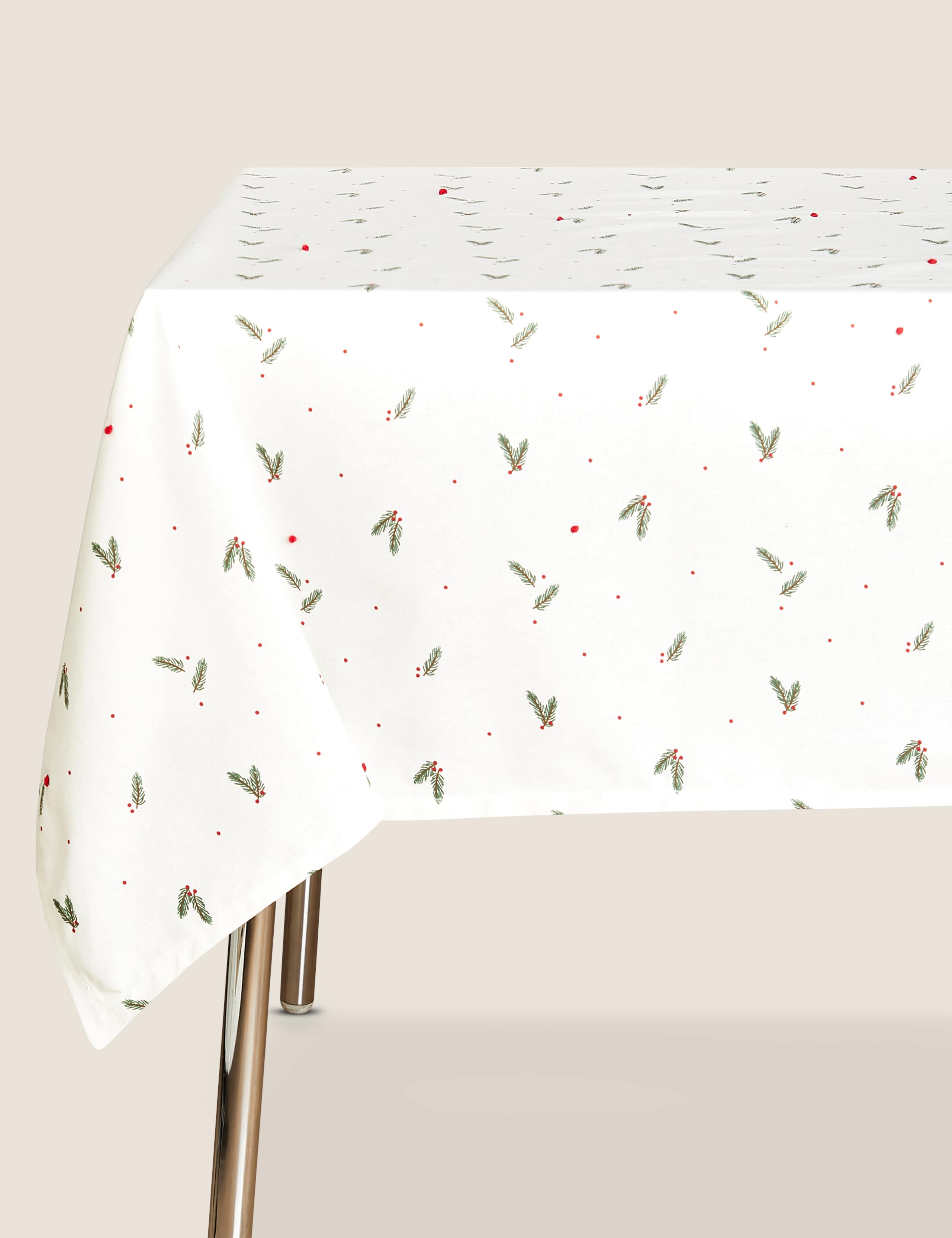 Pure Cotton Christmas Holly Tablecloth 1 of 4