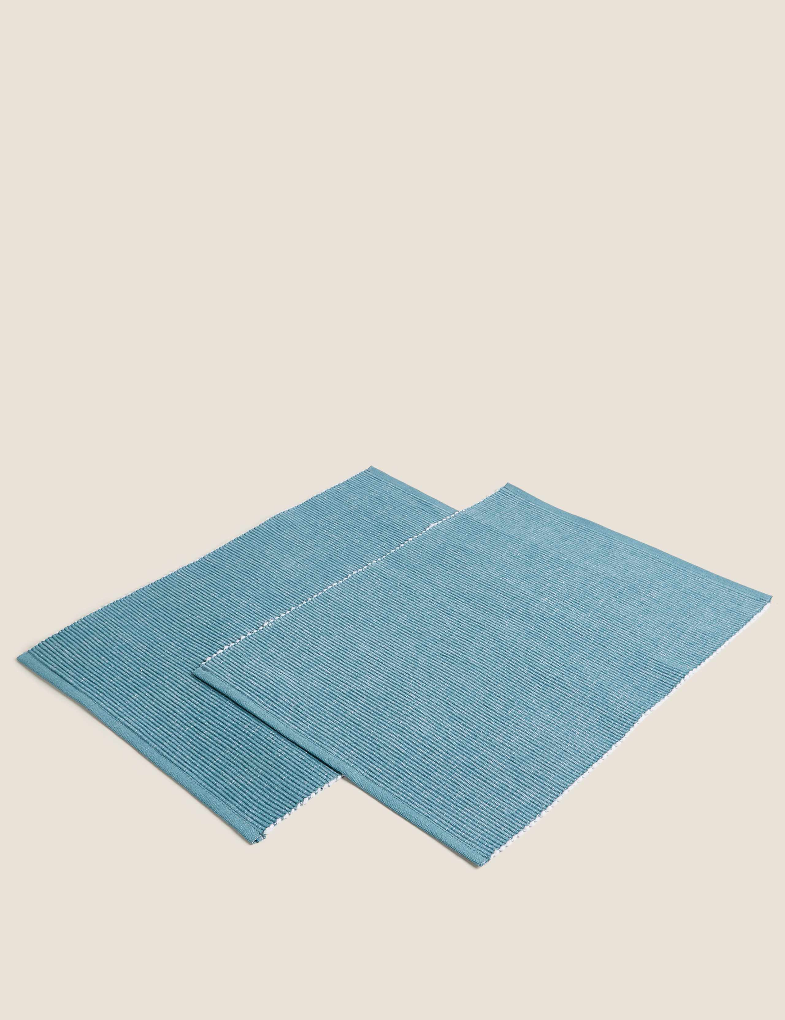 Set of 2 Cotton Rich Ribbed Woven Placemats 1 of 3