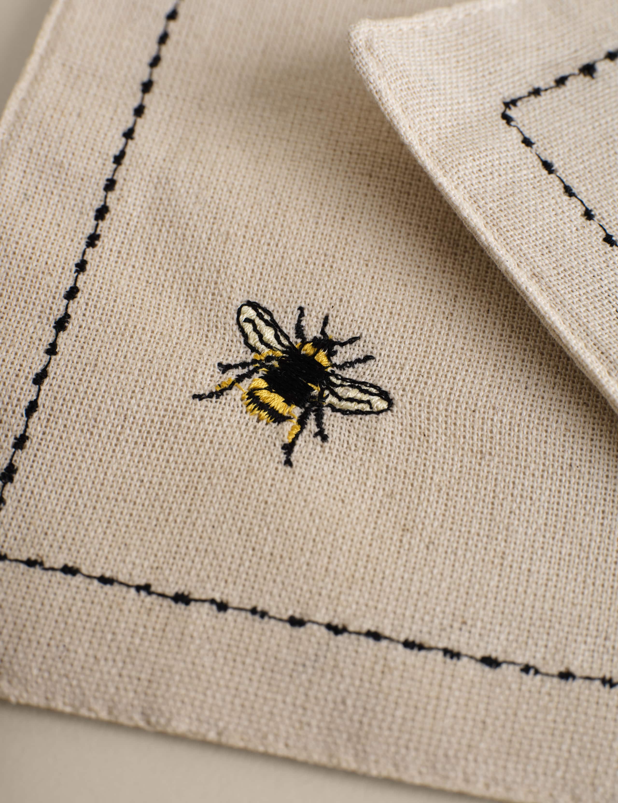 Set of 2 Embroidered Bee Cotton Placemats 2 of 4