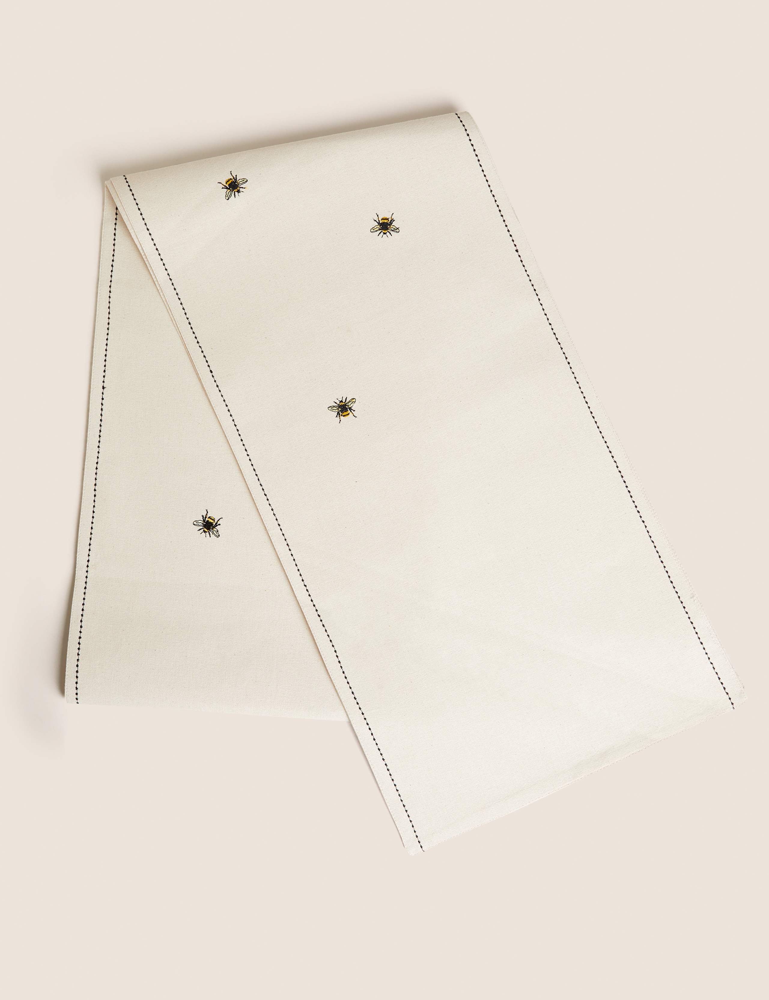 Pure Cotton Embroidered Bee Table Runner 1 of 7