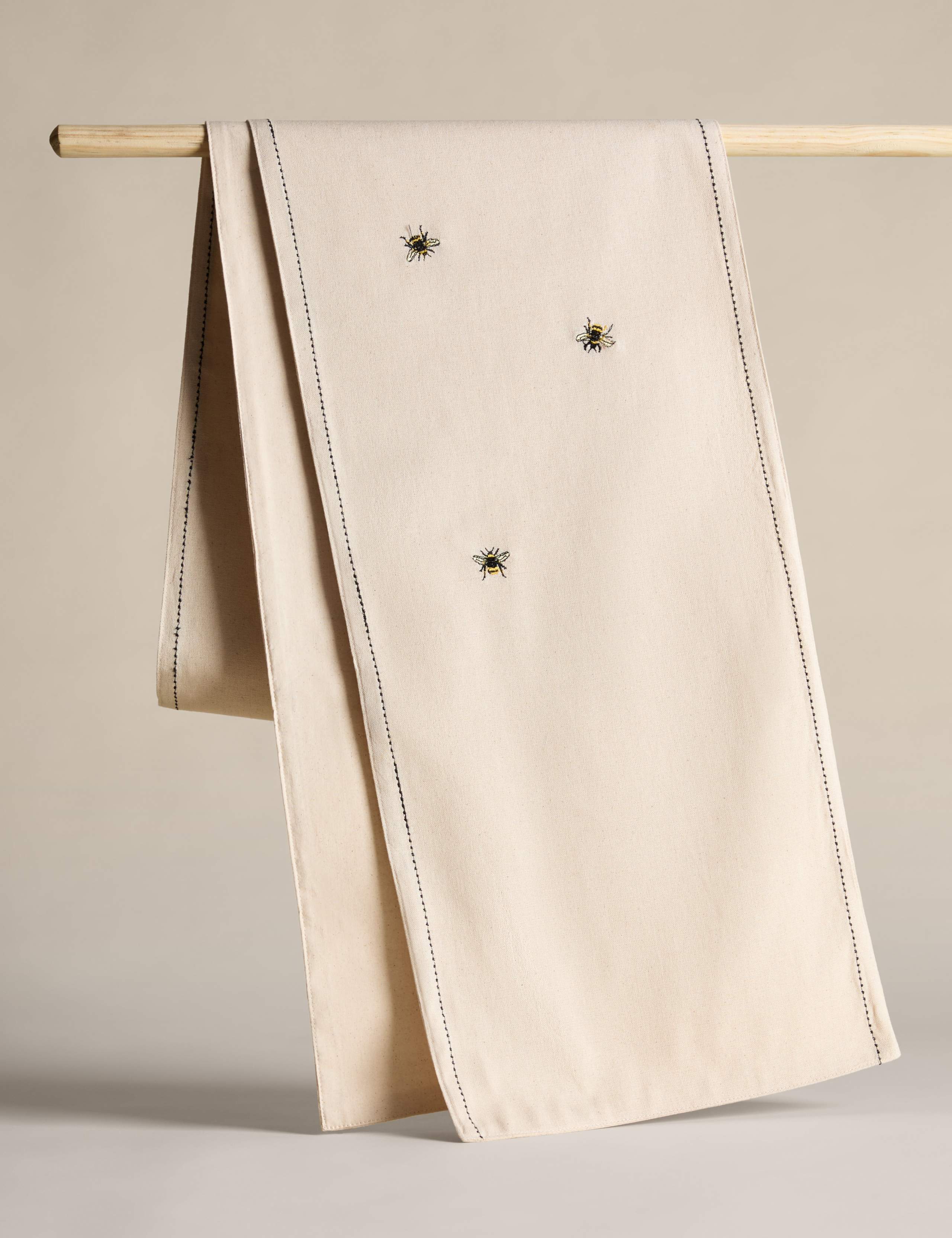 Pure Cotton Embroidered Bee Table Runner 2 of 7