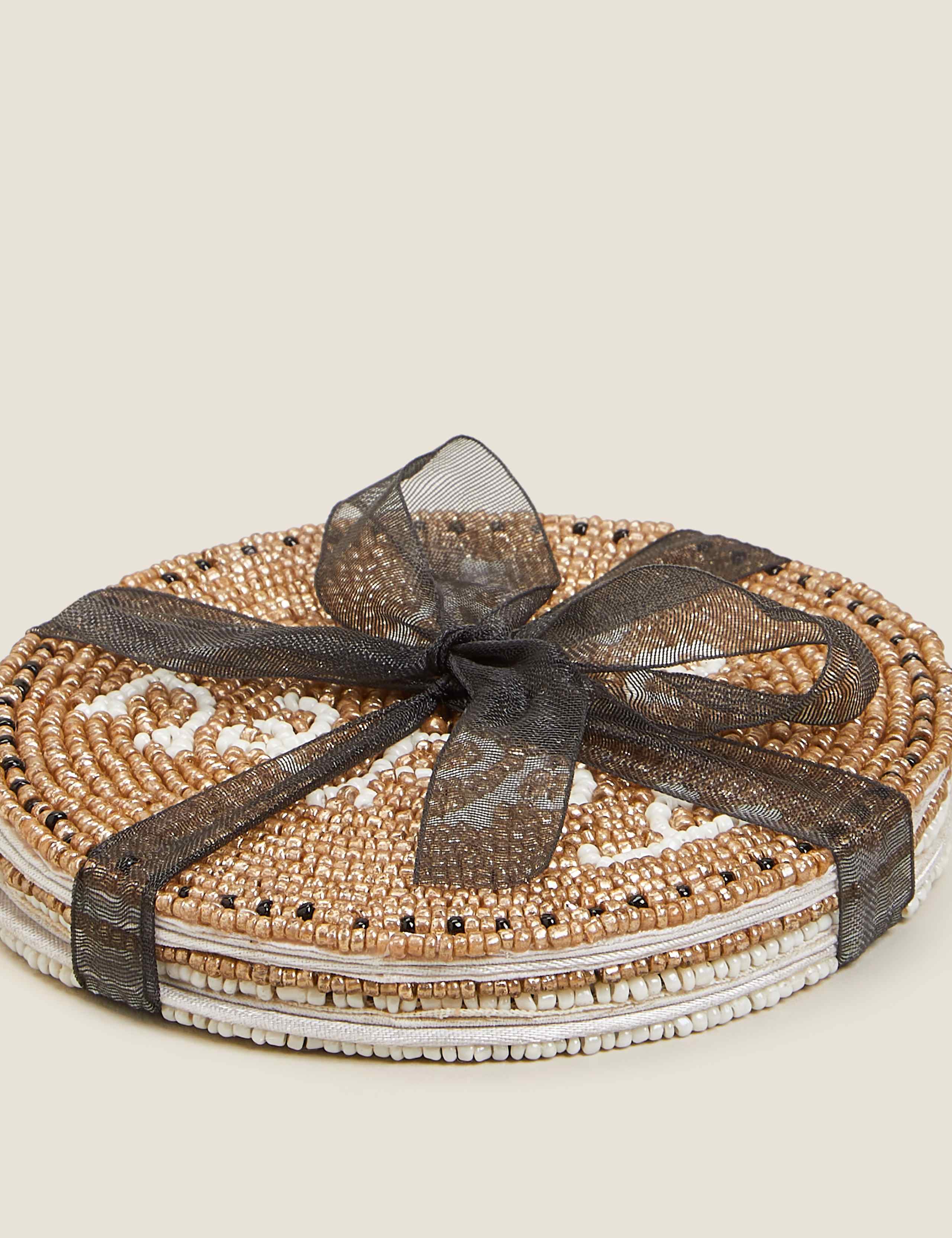 Set of 4 Beaded Bee Coasters 2 of 4
