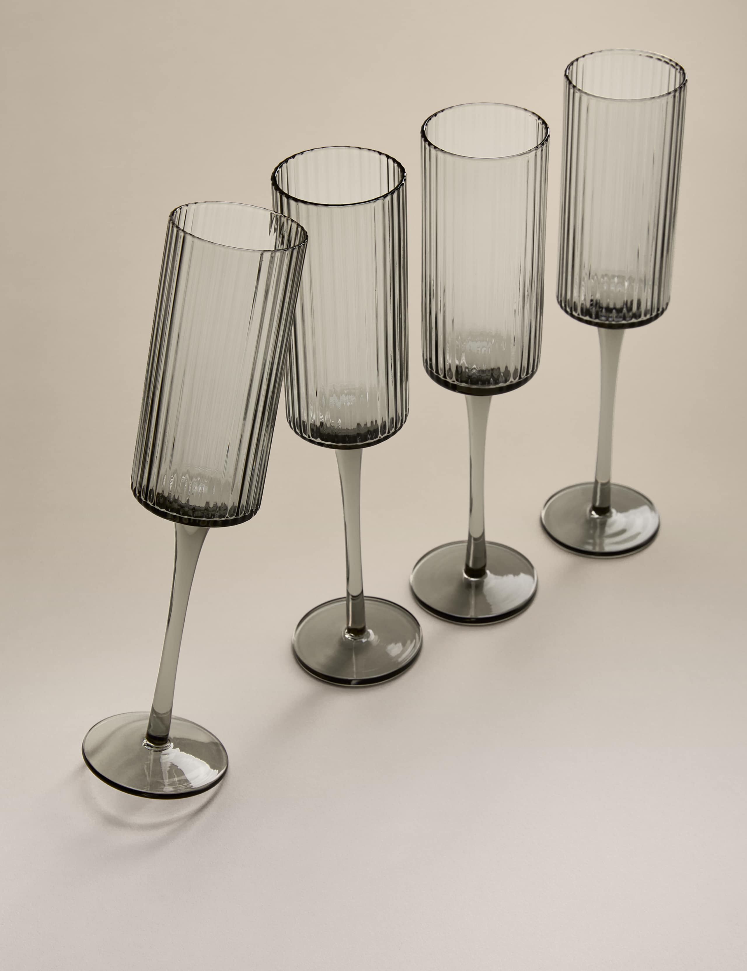 Set of 4 Celine Ribbed Champagne Flutes 1 of 6
