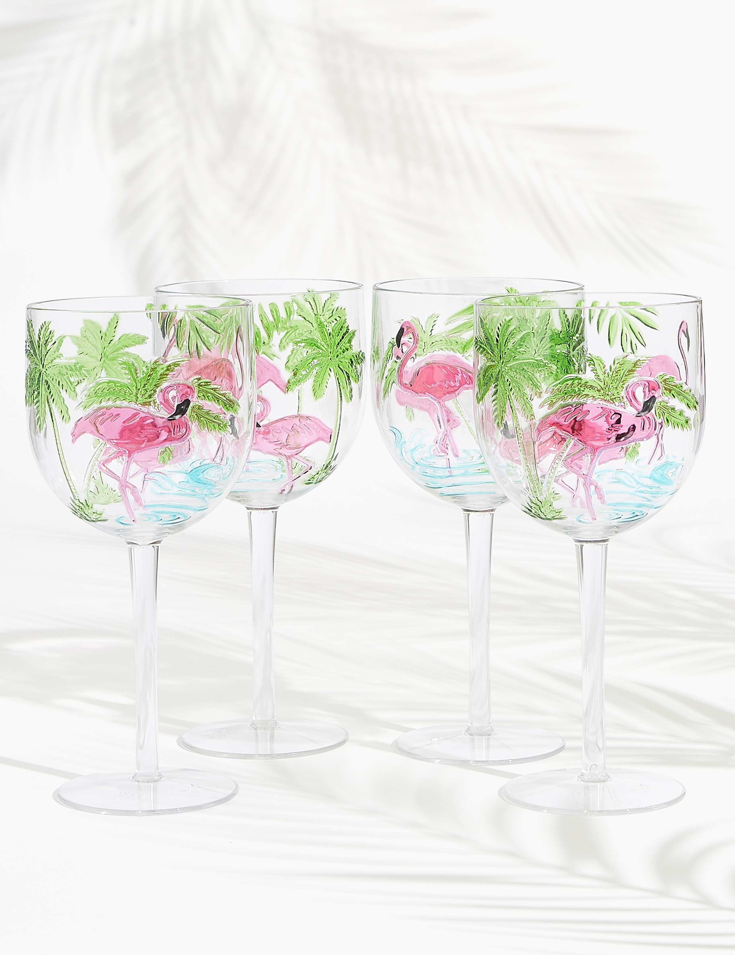 Set of 4 Flamingo Picnic Wine Glasses 1 of 4