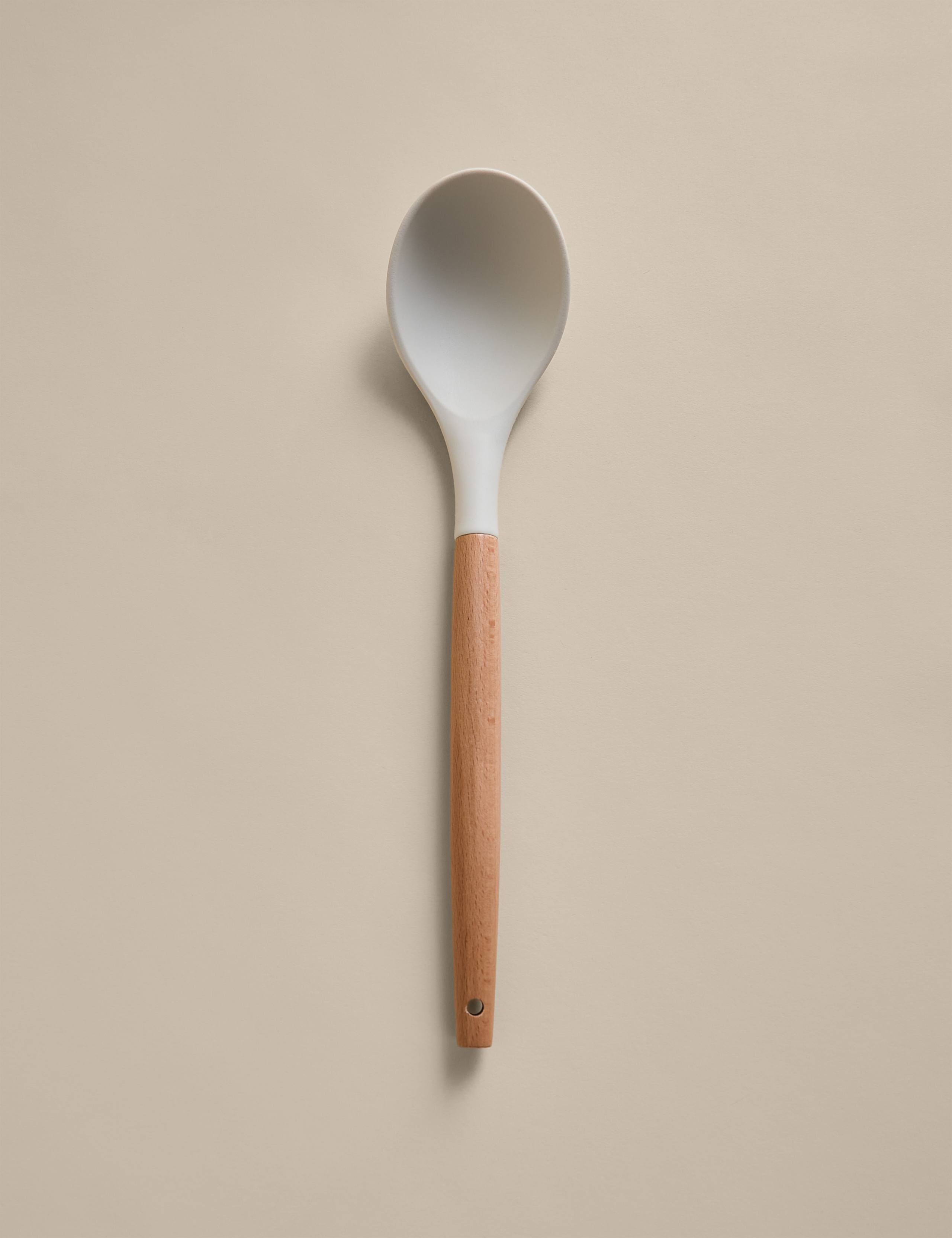 Silicone and Wood Solid Spoon 1 of 2