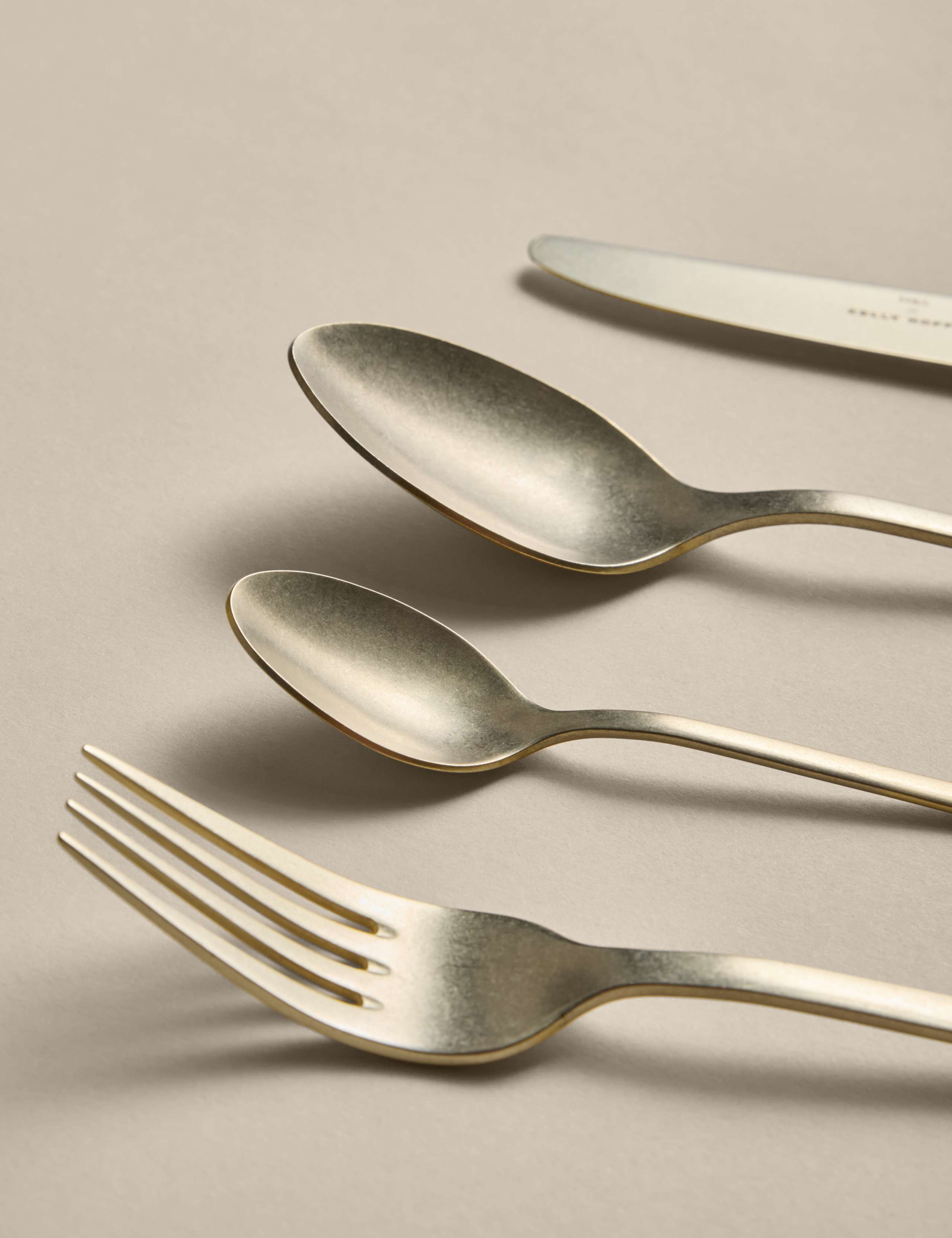 16 Piece Brushed Gold Cutlery Set 3 of 5