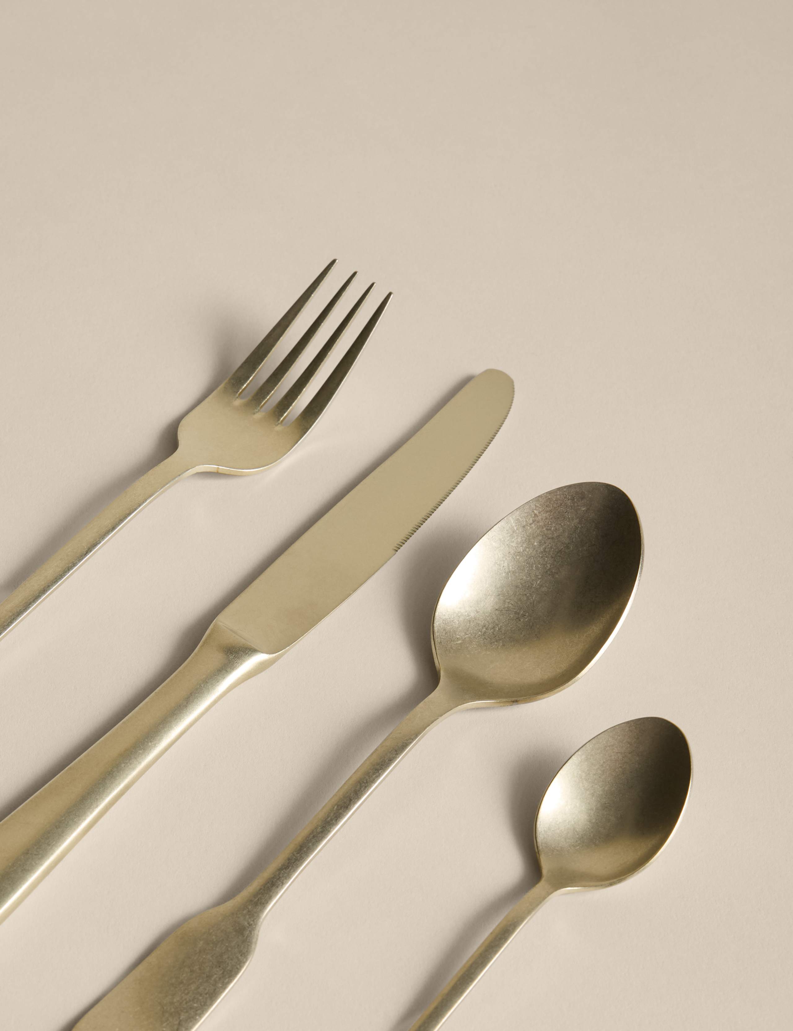 16 Piece Brushed Gold Cutlery Set 5 of 5