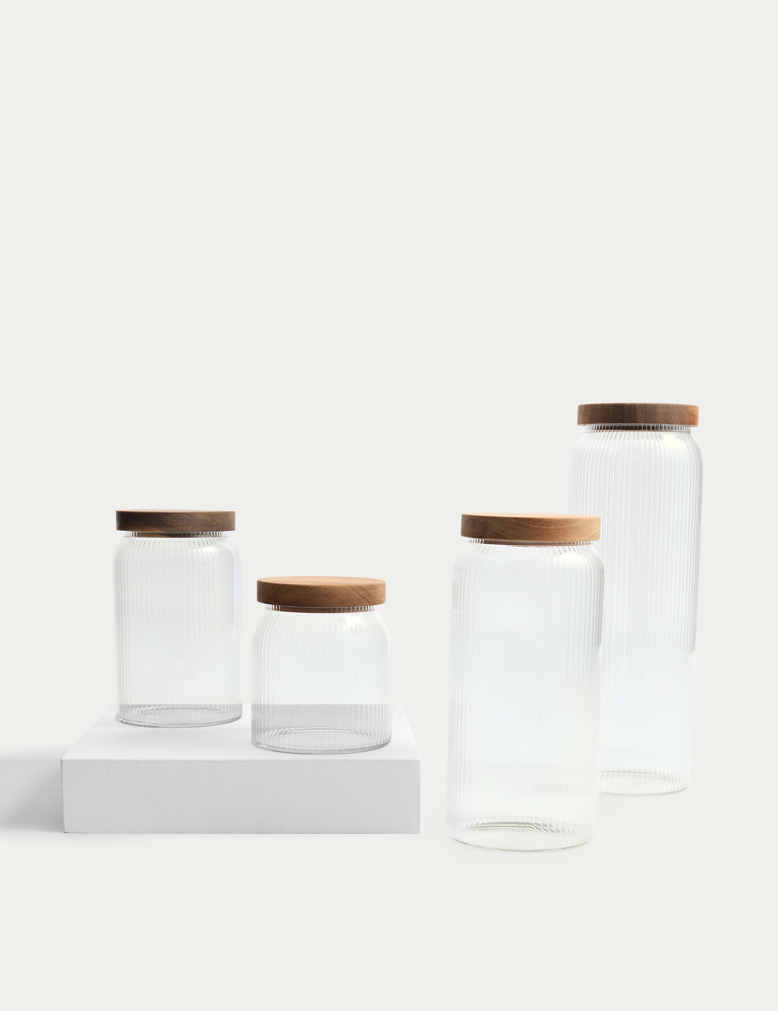 Large Ribbed Glass Storage Jar 4 of 4