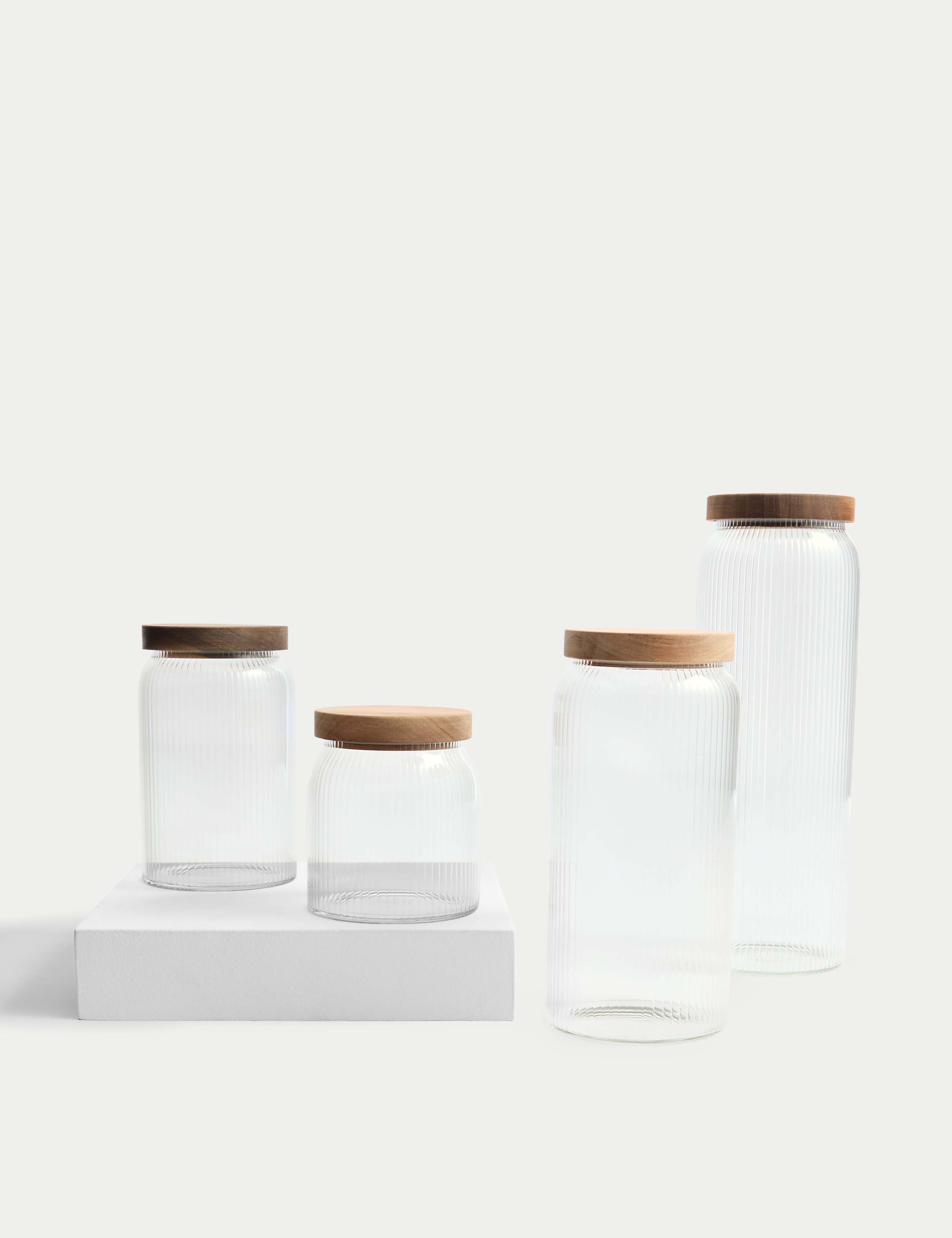Medium Ribbed Glass Storage Jar 4 of 4